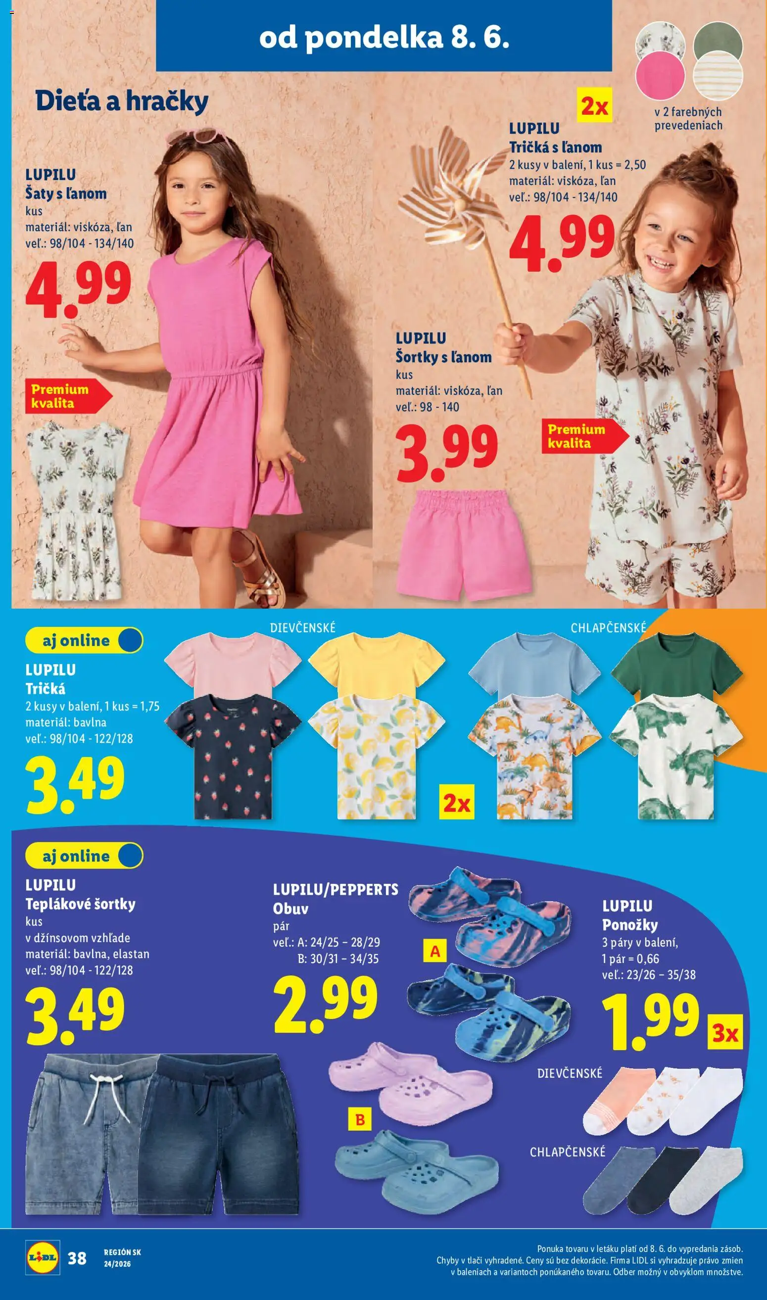 Nové Lidl akcie – leták je platný od 08.06.2026 | Strana: 56 | Produkty: Šaty, Ponožky, Hračky