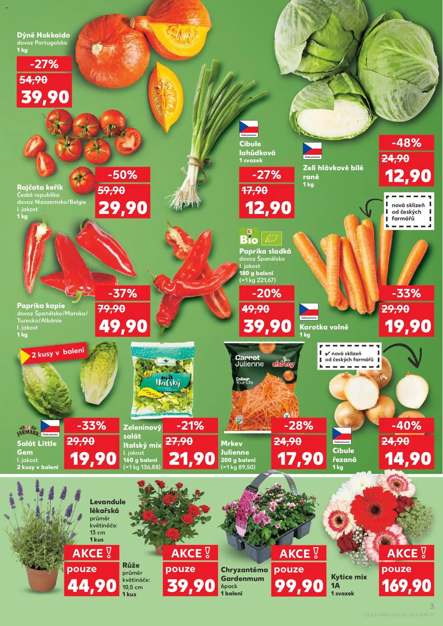 Kaufland leták - Praha 4 od 01.07.2026 | Strana: 3 | Produkty: Rajčata, Salát, Paprika, Kytice