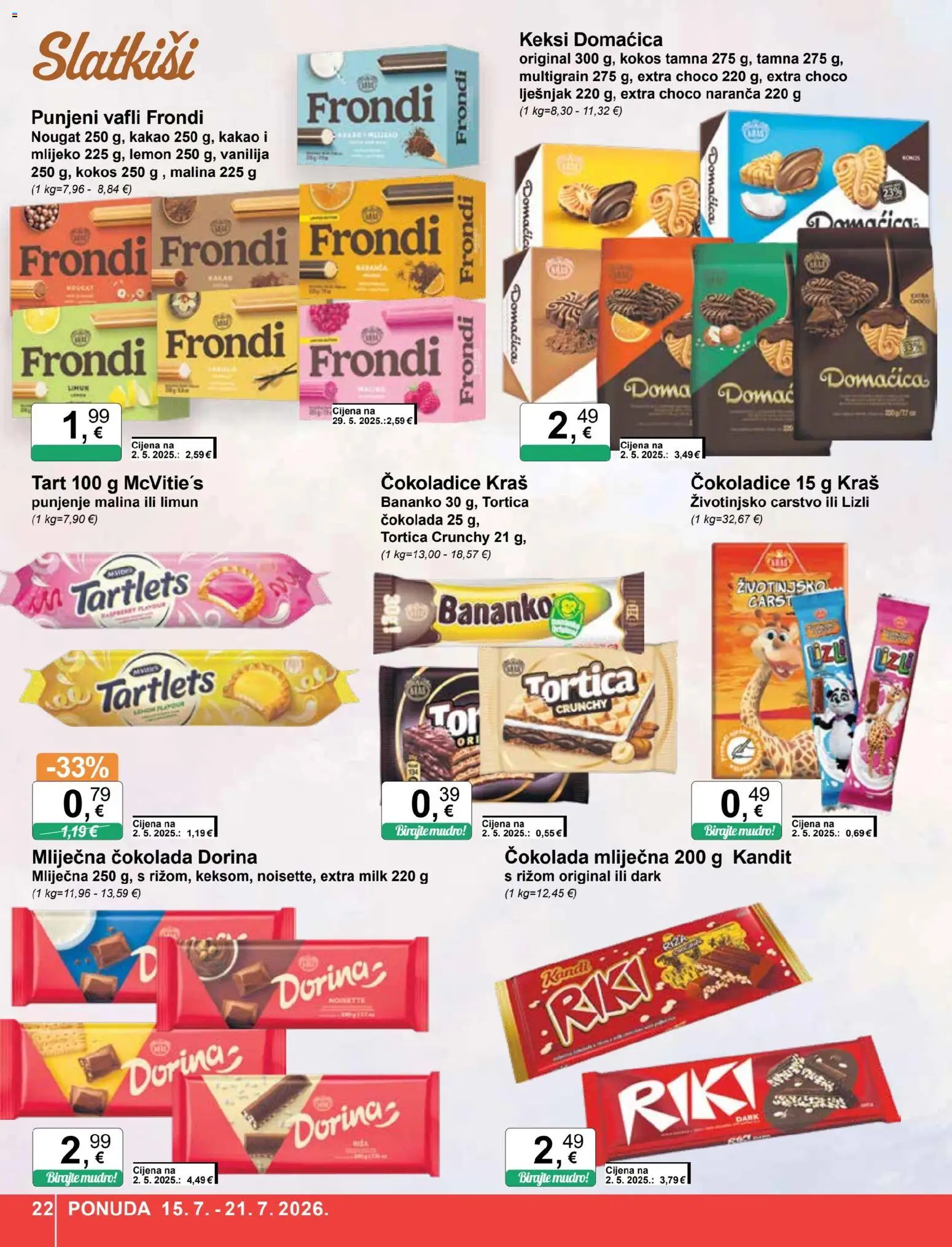 KTC katalog | vrijedi od 15.07.2026 | Stranica: 22 | Proizvodi: Dorina, Čokolada, Mlijecna čokolada, Kokos