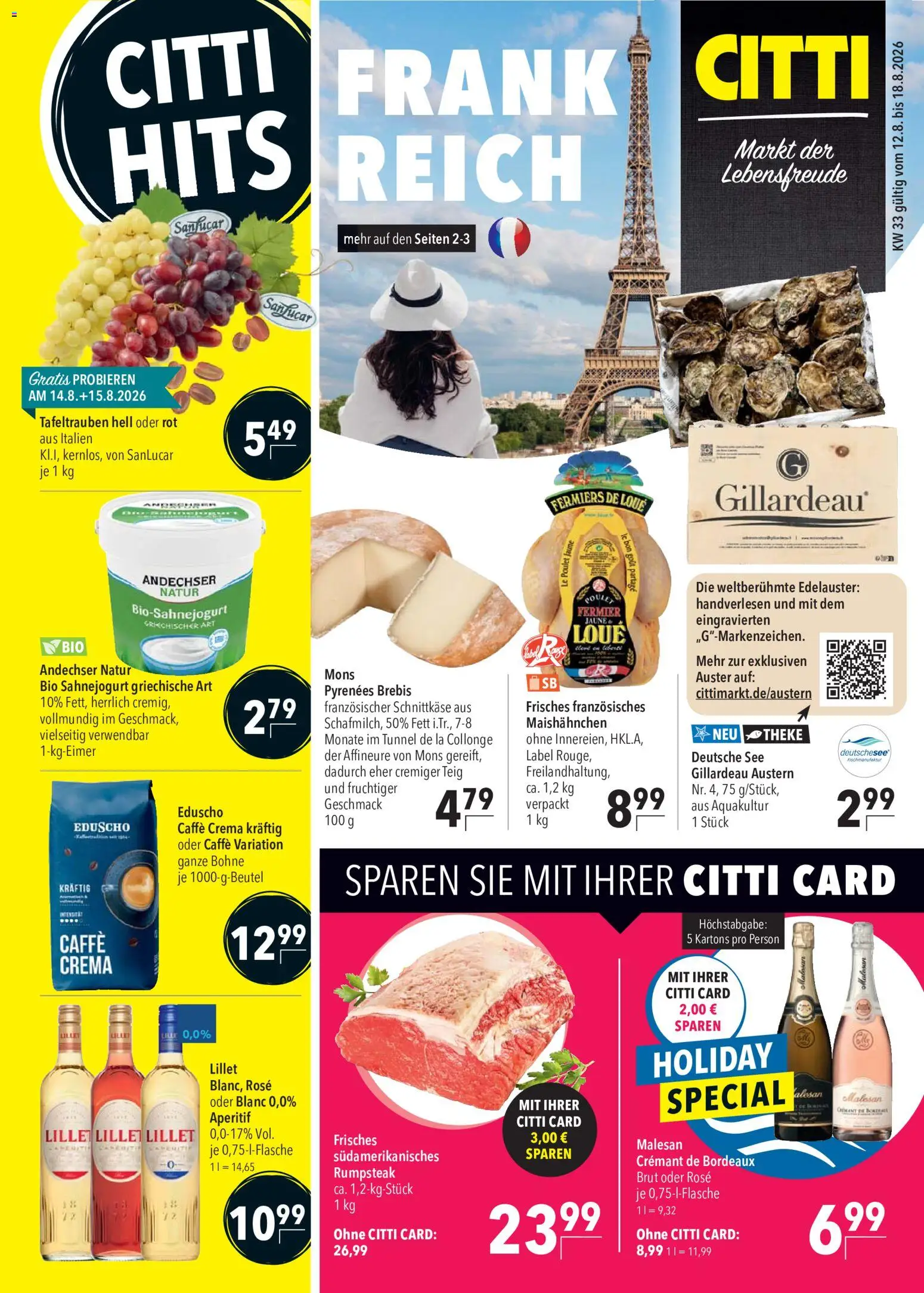 CITTI Markt Prospekt – gültig ab 12.08.2026 | Seite: 1 | Produkte: Rumpsteak, Theke, Lillet, Eduscho
