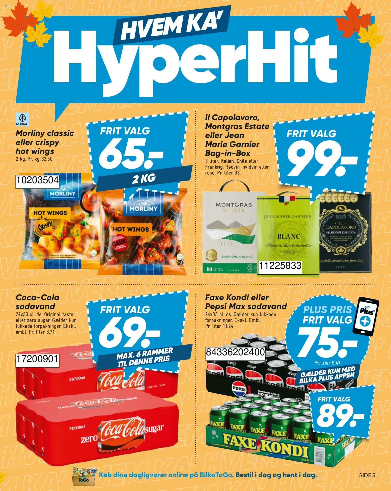 Bilka tilbudsavis – gyldig fra 02/10/2026 | Side: 5 | Produkter: Dagligvarer, Rammer, Hvidvin, Faxe Kondi