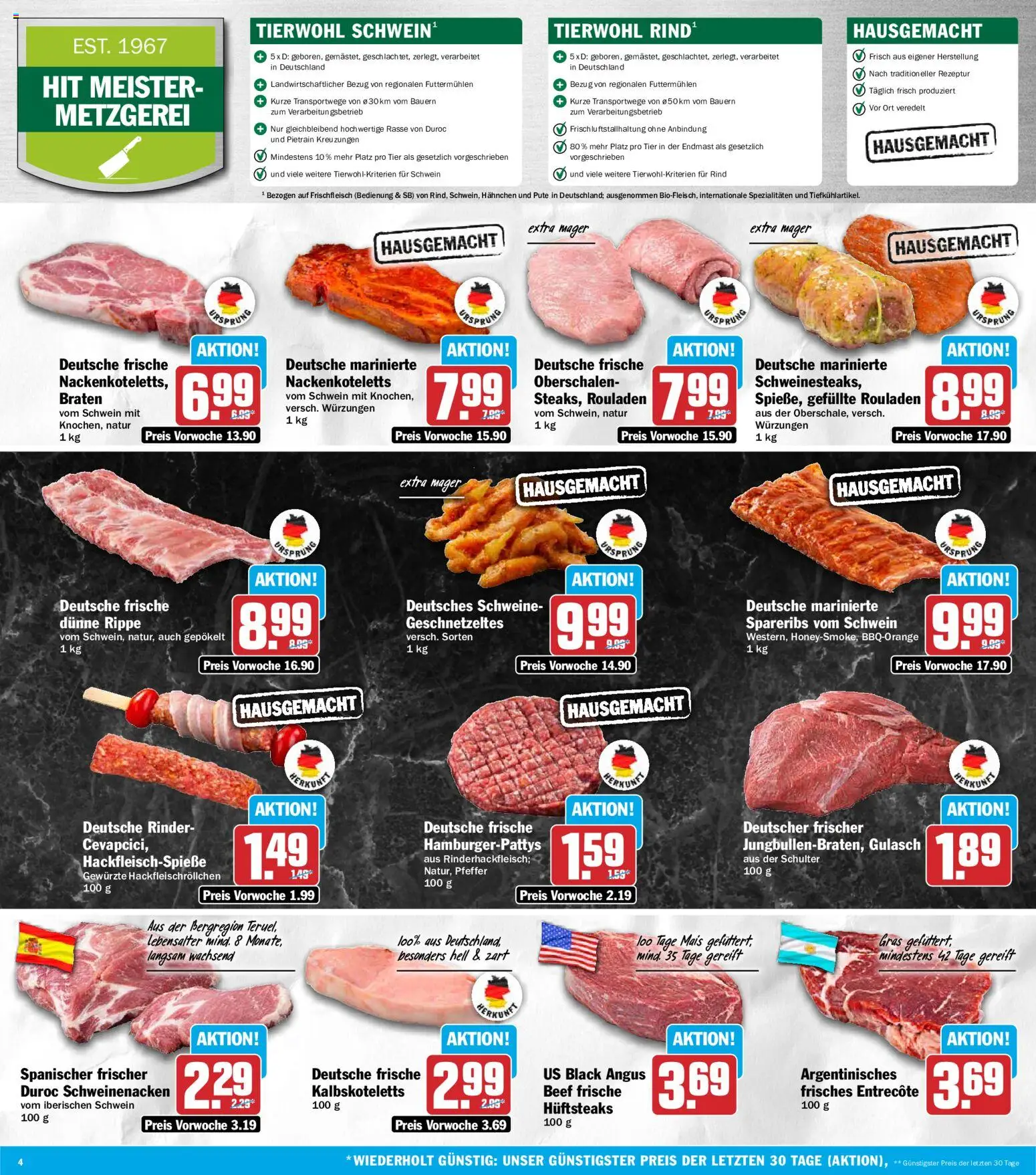 HIT Prospekt – gültig ab 15.06.2026 | Seite: 4 | Produkte: Hahnchen, Schweinenacken, Entrecote, Gulasch