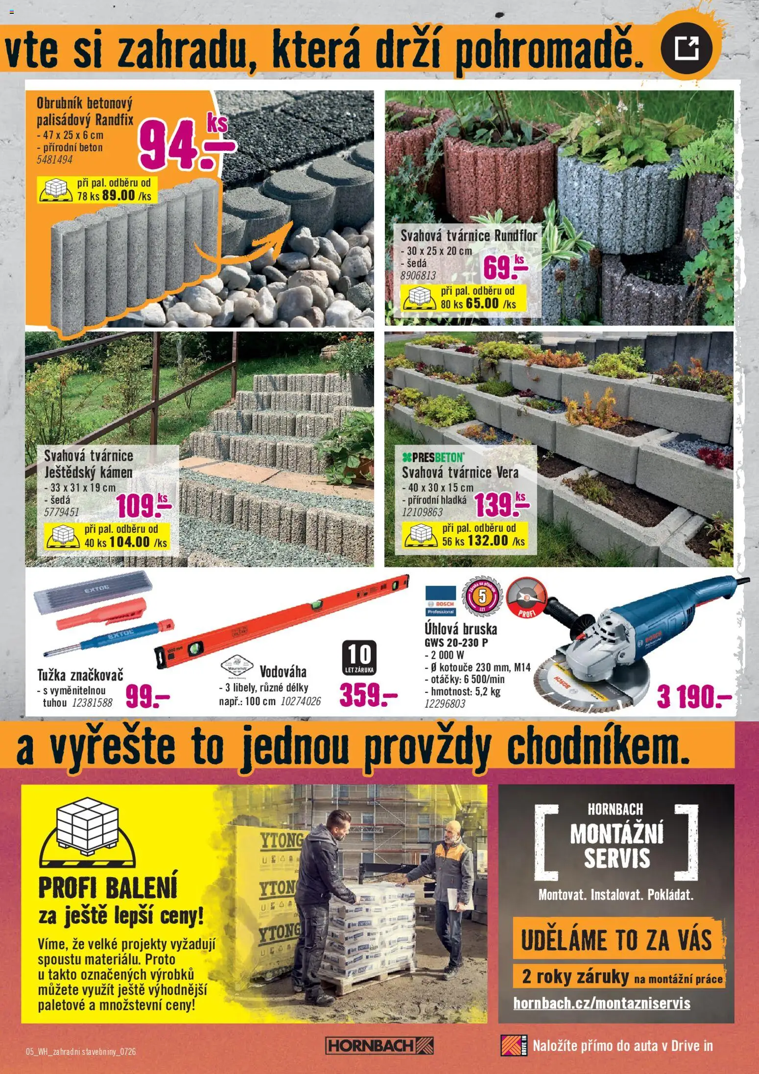 HORNBACH leták - Zahradní stavebniny od 08.07.2026 | Strana: 5 | Produkty: Bruska, Tužka, Úhlová bruska