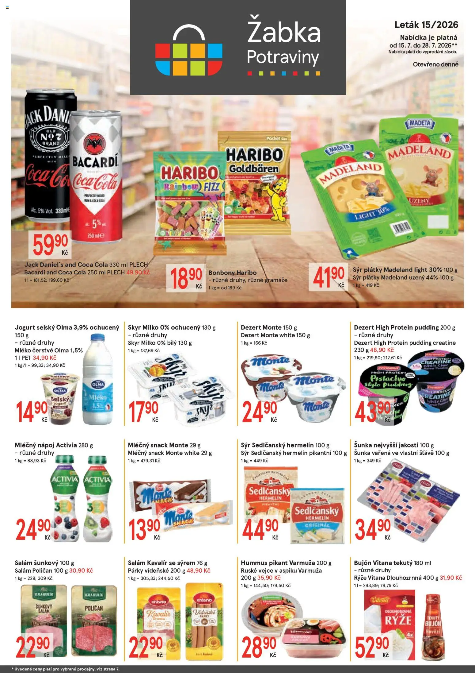 Žabka leták od 15.07.2026 | Strana: 1 | Produkty: Vejce, Haribo, Coca cola, Cola