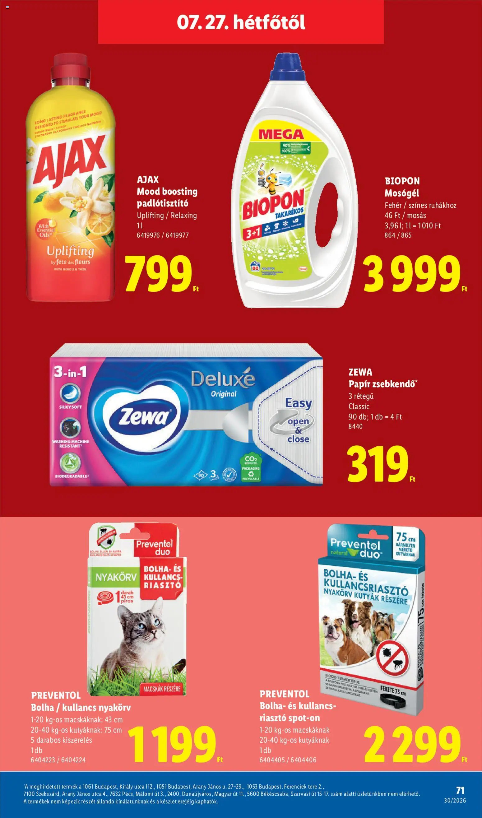 Lidl akciós ujság - amely érvényes a következő dátumtól: 2026.07.23. | Oldal: 71 | Termékek: Kullancsriasztó, Mosógél, Riasztó