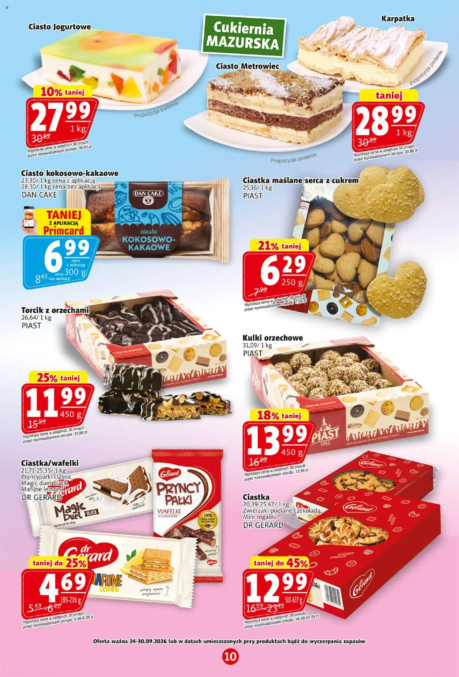 Prim Market gazetka od 24.09.2026 | Strona: 10 | Produkty: Ciasto, Ciasto jogurtowe, Wafelki, Ciastka