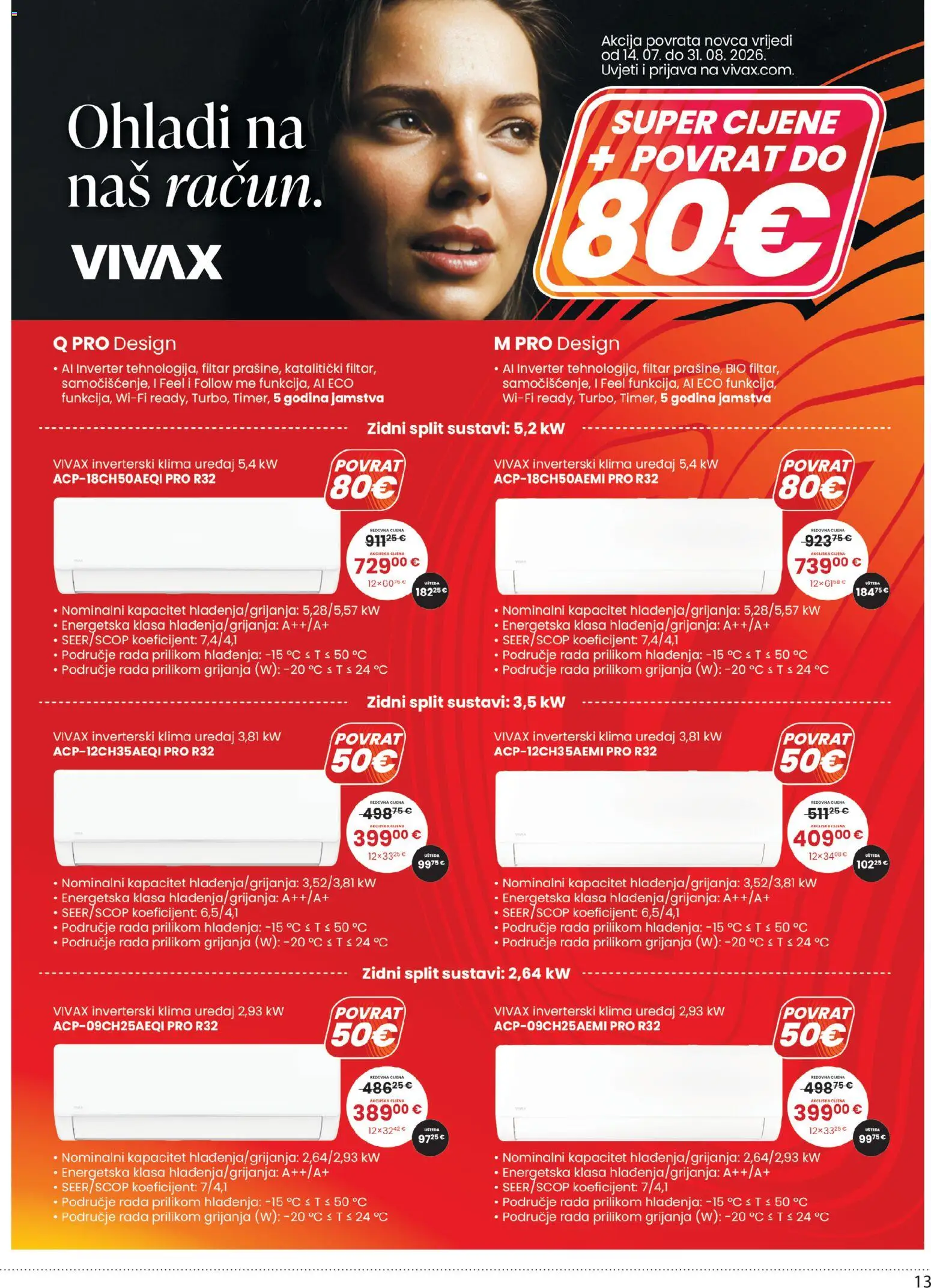 Centar Tehnike katalog | vrijedi od 10.08.2026 | Stranica: 13 | Proizvodi: Klima uređaj, Klima