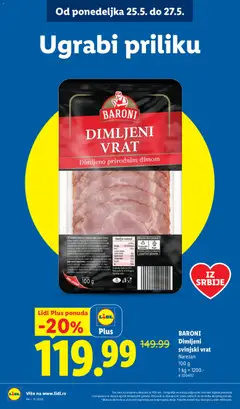 BARONI Dimljeni svinjski vrat, Narezan 100 g - pregled Lidl kataloga - važi od 21.05.2026 | Strana: 12