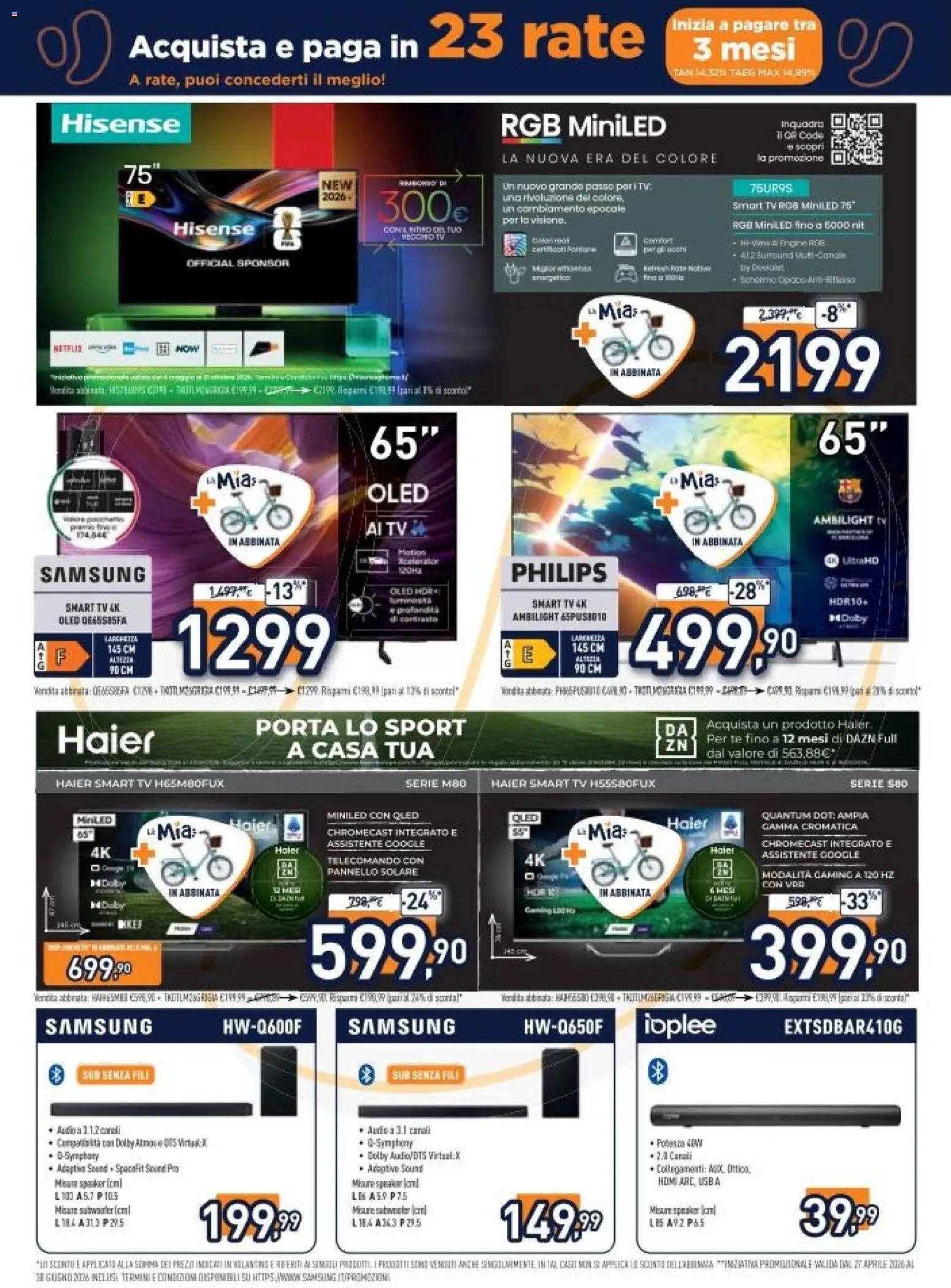 Volantino Unieuro del 29.05.2026 | Pagina: 3 | Prodotti: Telecomando, Tè, smart TV, Samsung