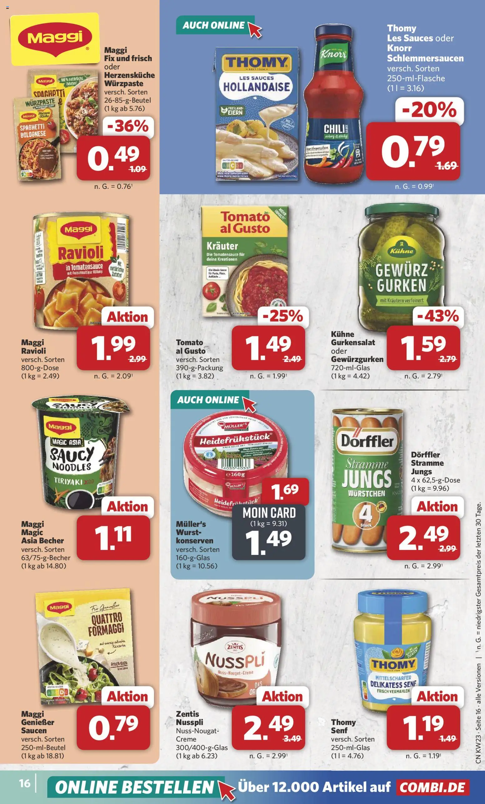 Combi Prospekt – gültig ab 01.06.2026 | Seite: 16 | Produkte: Creme, Maggi fix, Zentis nusspli, Gurken