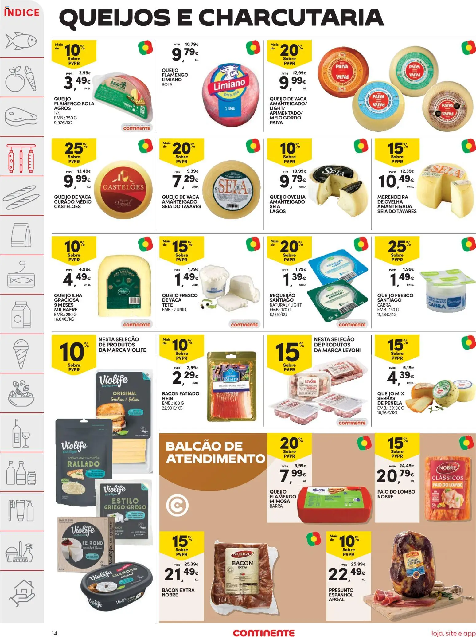 Continente folheto │ válido de 26.05.2026 | Página: 14 | Produtos: Bacon, Queijo, Requeijão, Presunto