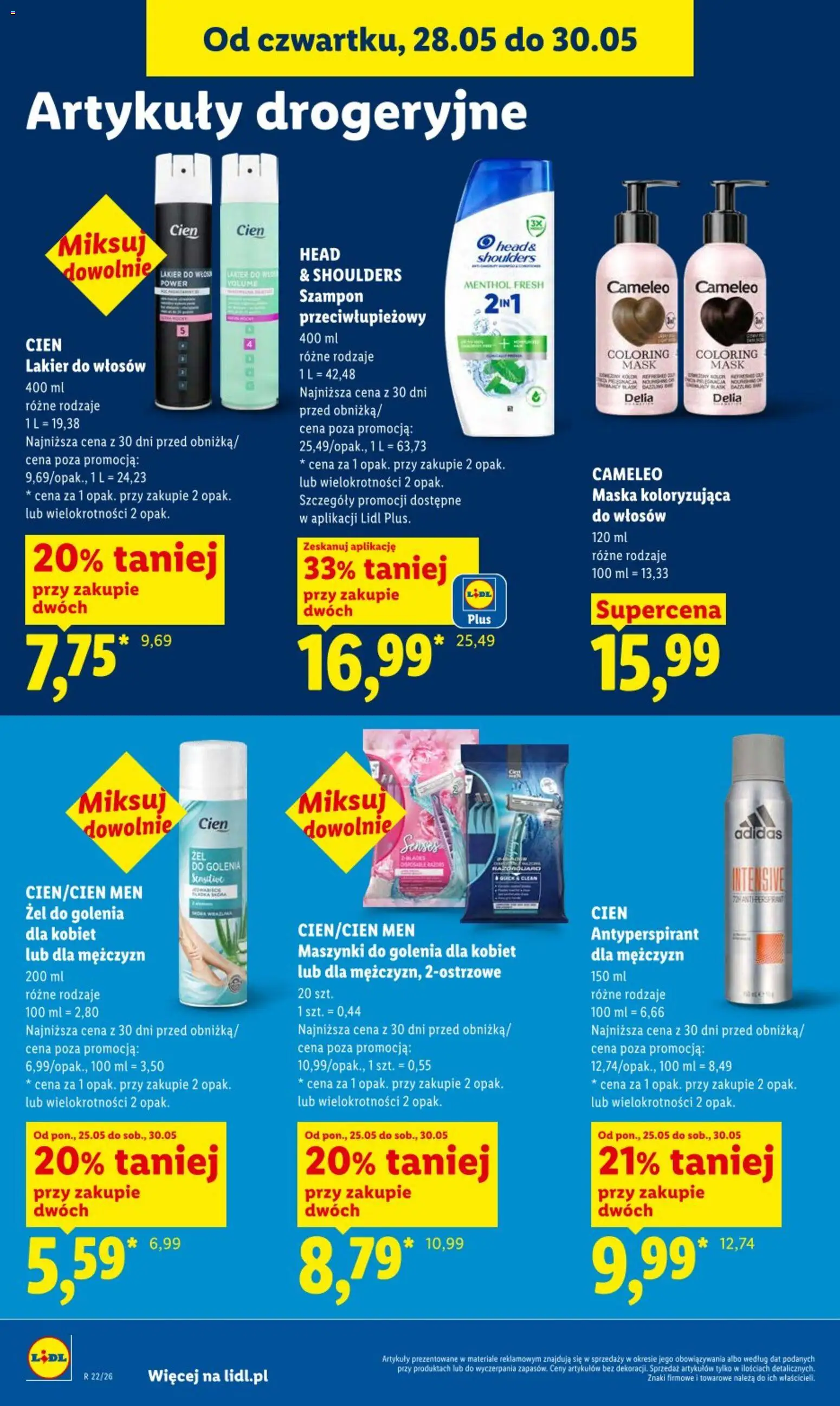 Lidl gazetka od 28.05.2026 | Strona: 80 | Produkty: Maszynki do golenia, Szampon, Lakier do włosów, Antyperspirant
