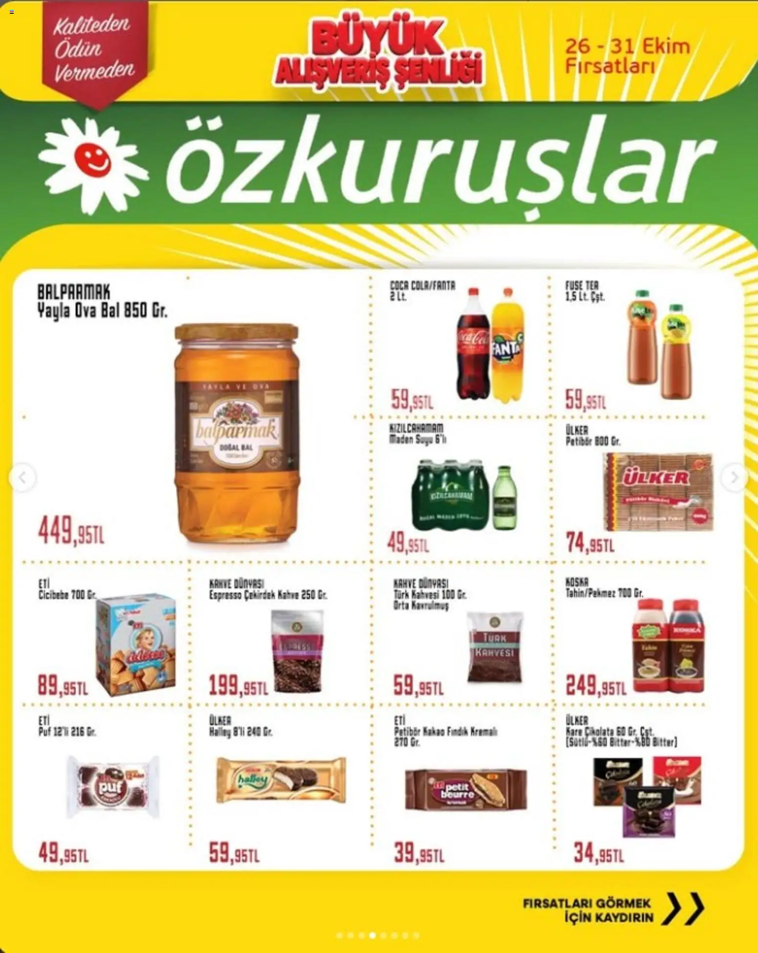 Özkuruşlar Katalog - 26 Ekim 2026 tarihinden itibaren geçerlidir | Sayfa: 4 | Ürünler: Çikolata, Fındık, Maden suyu, Fanta