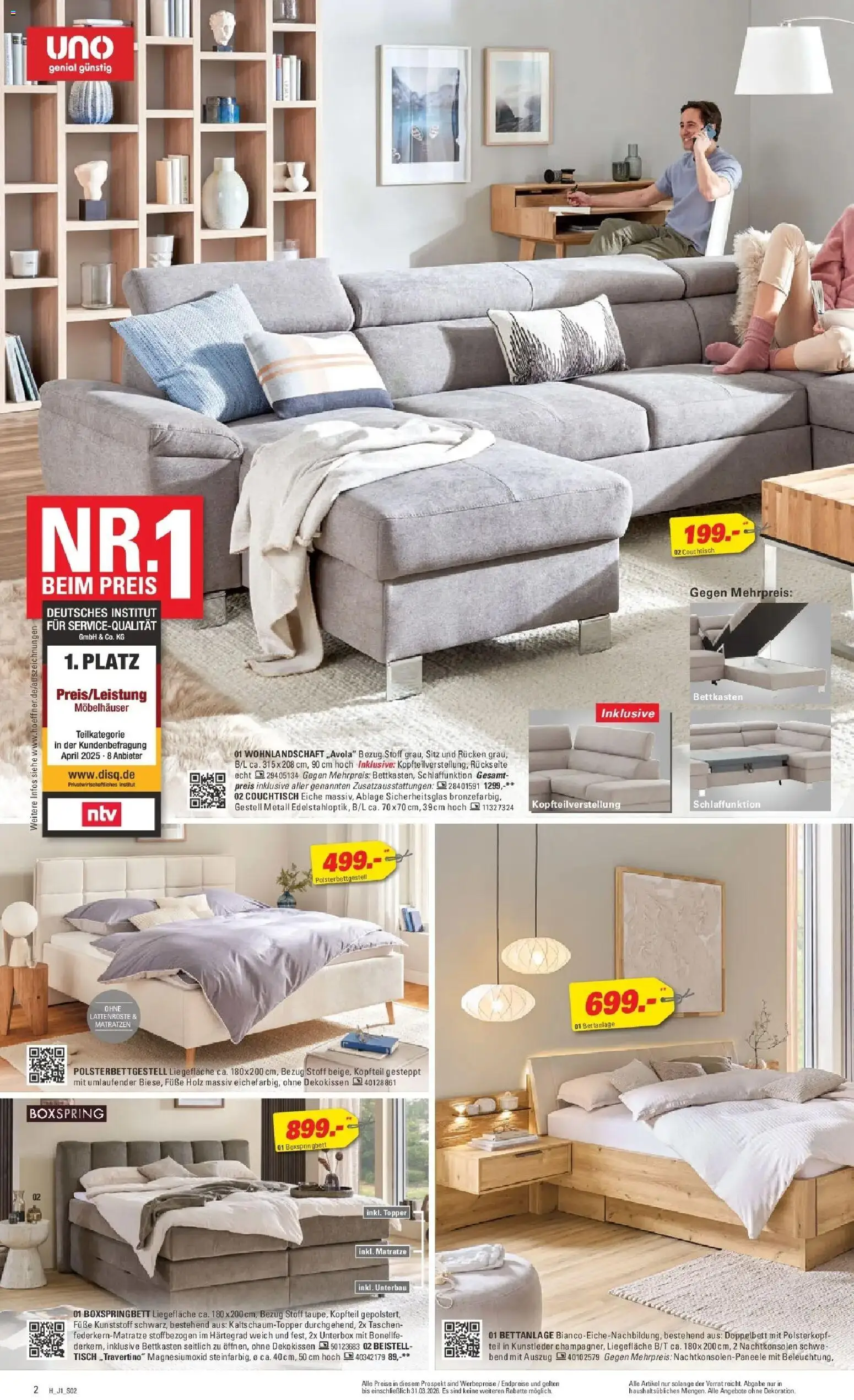 Höffner Prospekt Hamm	 – gültig ab 25.03.2026 | Seite: 2 | Produkte: Matratze, Boxspringbett, Doppelbett, Topper