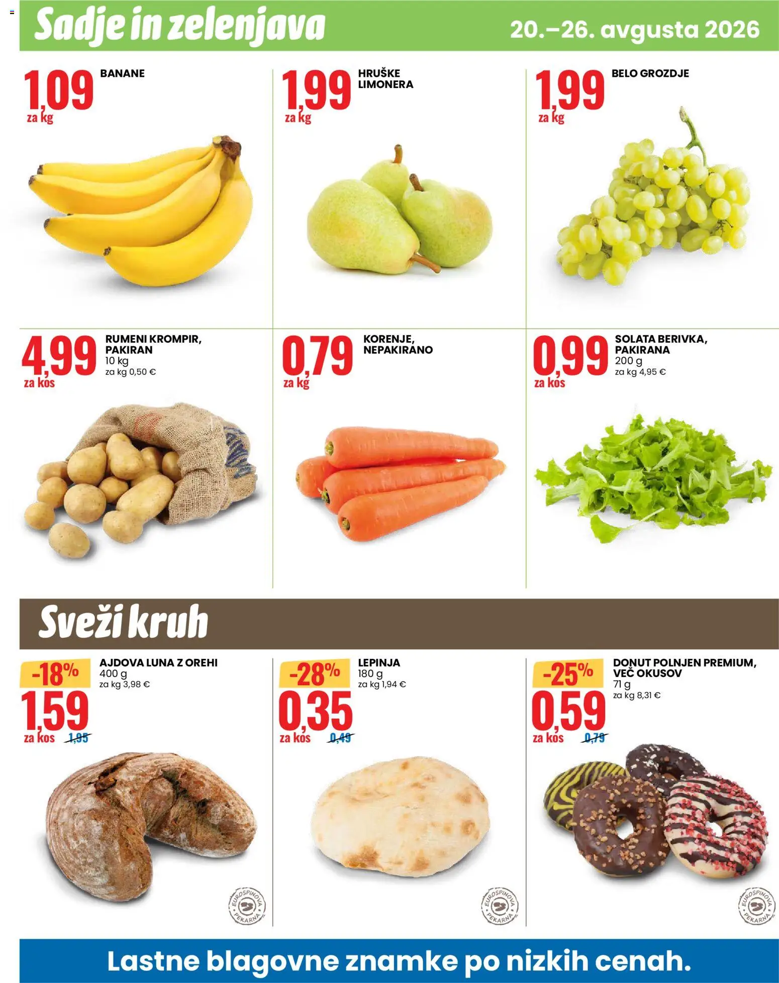 Novi Eurospin katalog ponudbe – veljaven od 20.08.2026 | Stran: 12 | Izdelki: Grozdje, Kos, Solata, Zelenjava
