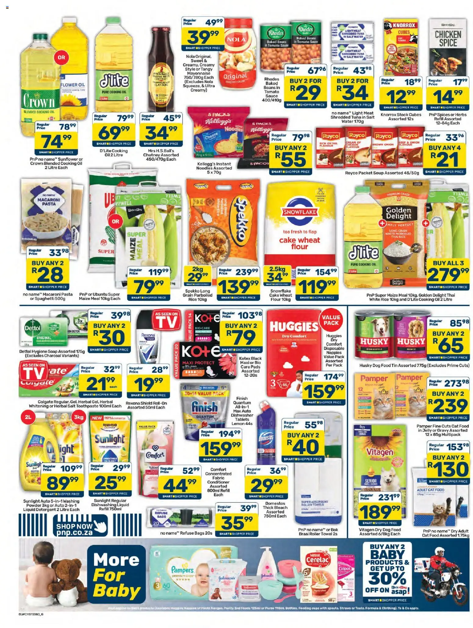 New Pick n Pay catalogue – valid from 07/10/2026 | Page: 6 | Products: Baked beans, Cheese, Sauce, Dishwasher tablets