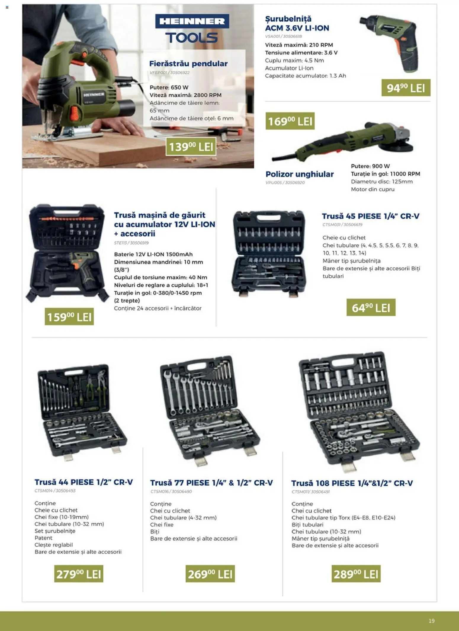 Noul catalog Carrefour – valabil de la 13.03.2026 | Pagină: 19 | Produse: Mașină de găurit, Clește, Mâner, Baterie