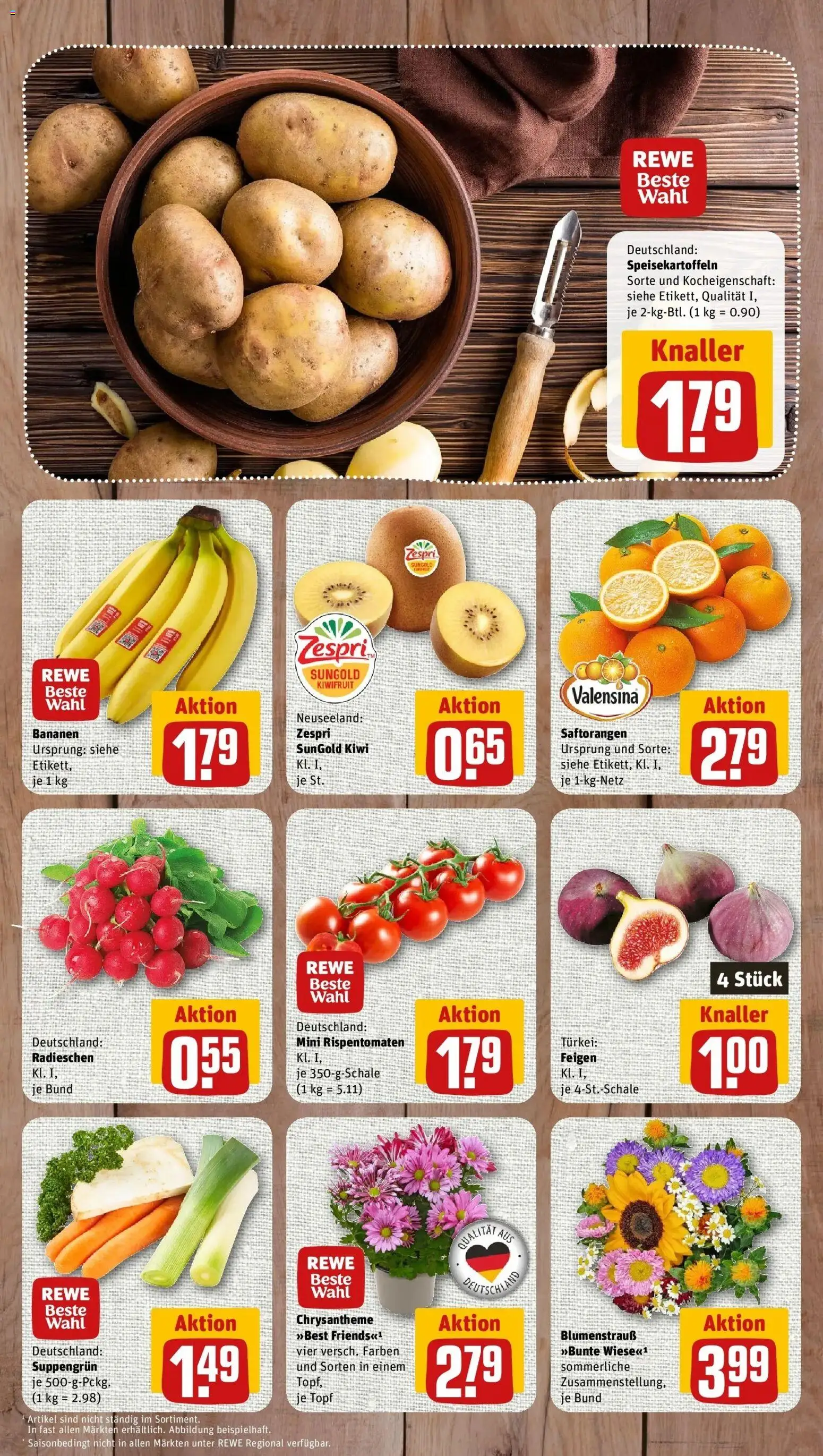 REWE Prospekt ab 07.09.2026 zum Blättern » Angebote | Seite: 4 | Produkte: Bananen, Valensina, Kiwi, Feigen