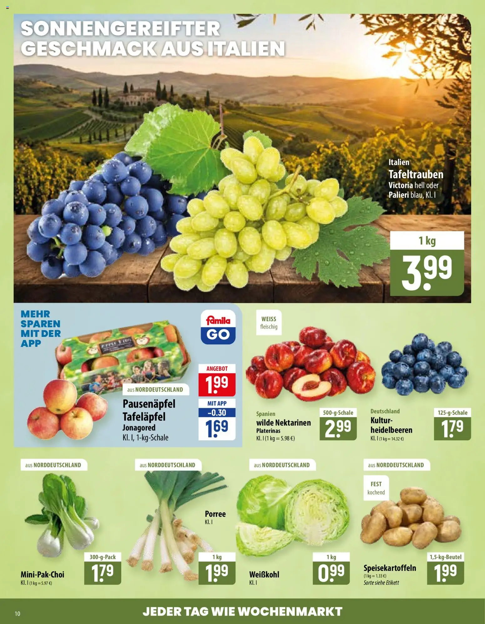 Famila Prospekt – gültig ab 10.08.2026 | Seite: 10 | Produkte: Nektarinen, Heidelbeeren