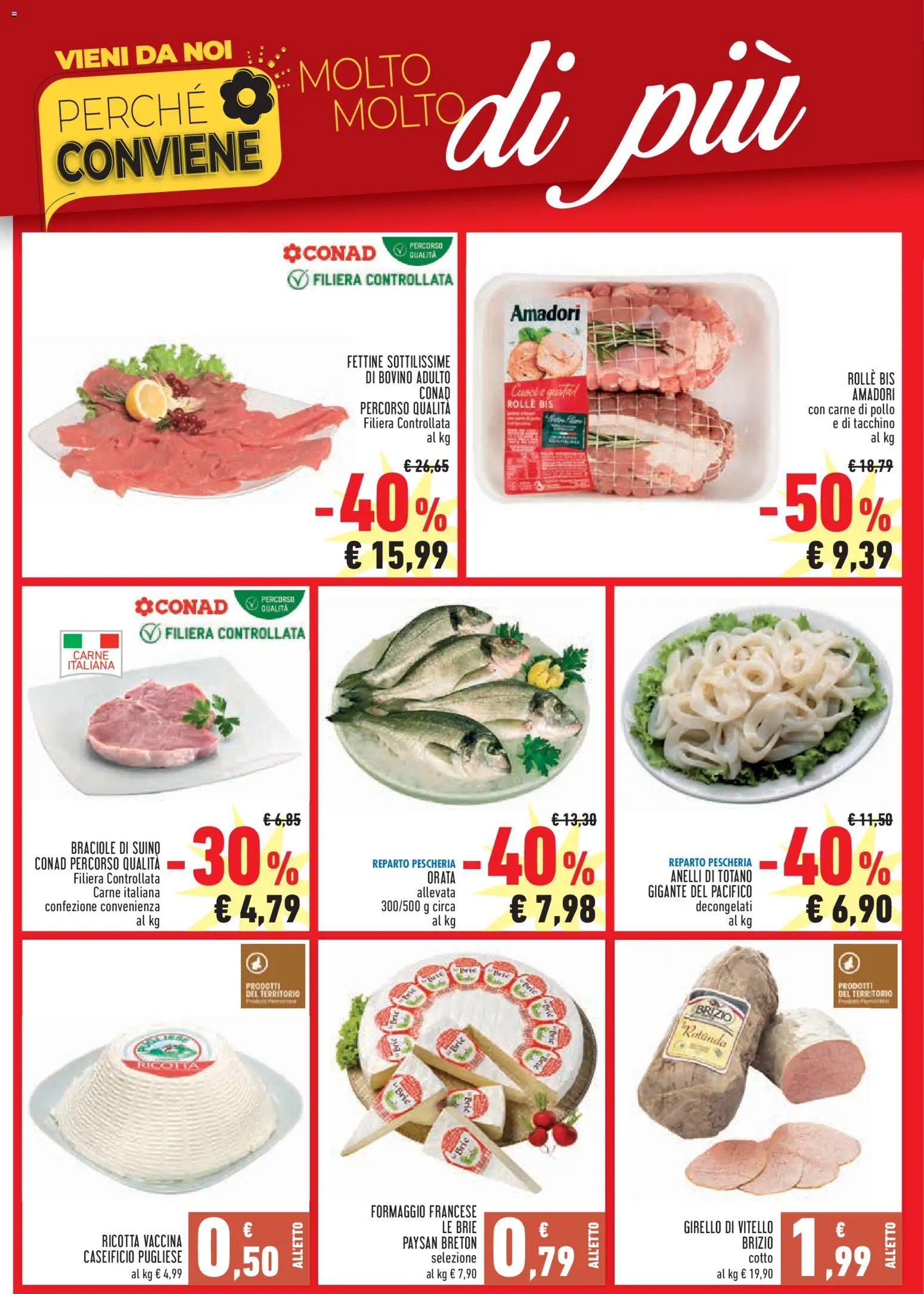 Volantino Conad del 08/10/2026 | Pagina: 2 | Prodotti: Suino, Carne, Ricotta, Totano
