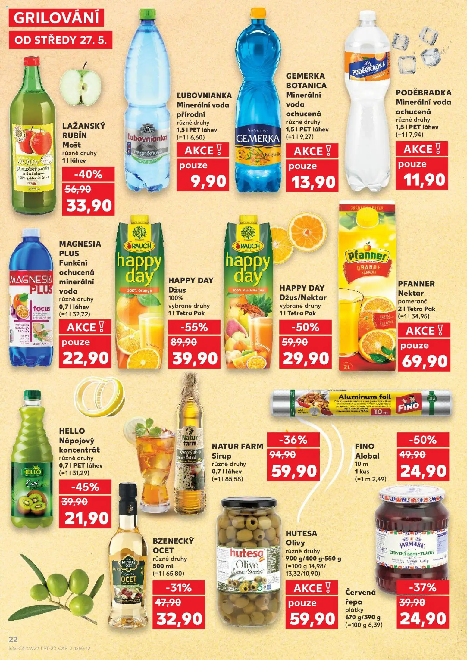 Kaufland leták - Brno od 27.05.2026 | Strana: 22 | Produkty: Grilování, Voda, Magnesia, Sirup