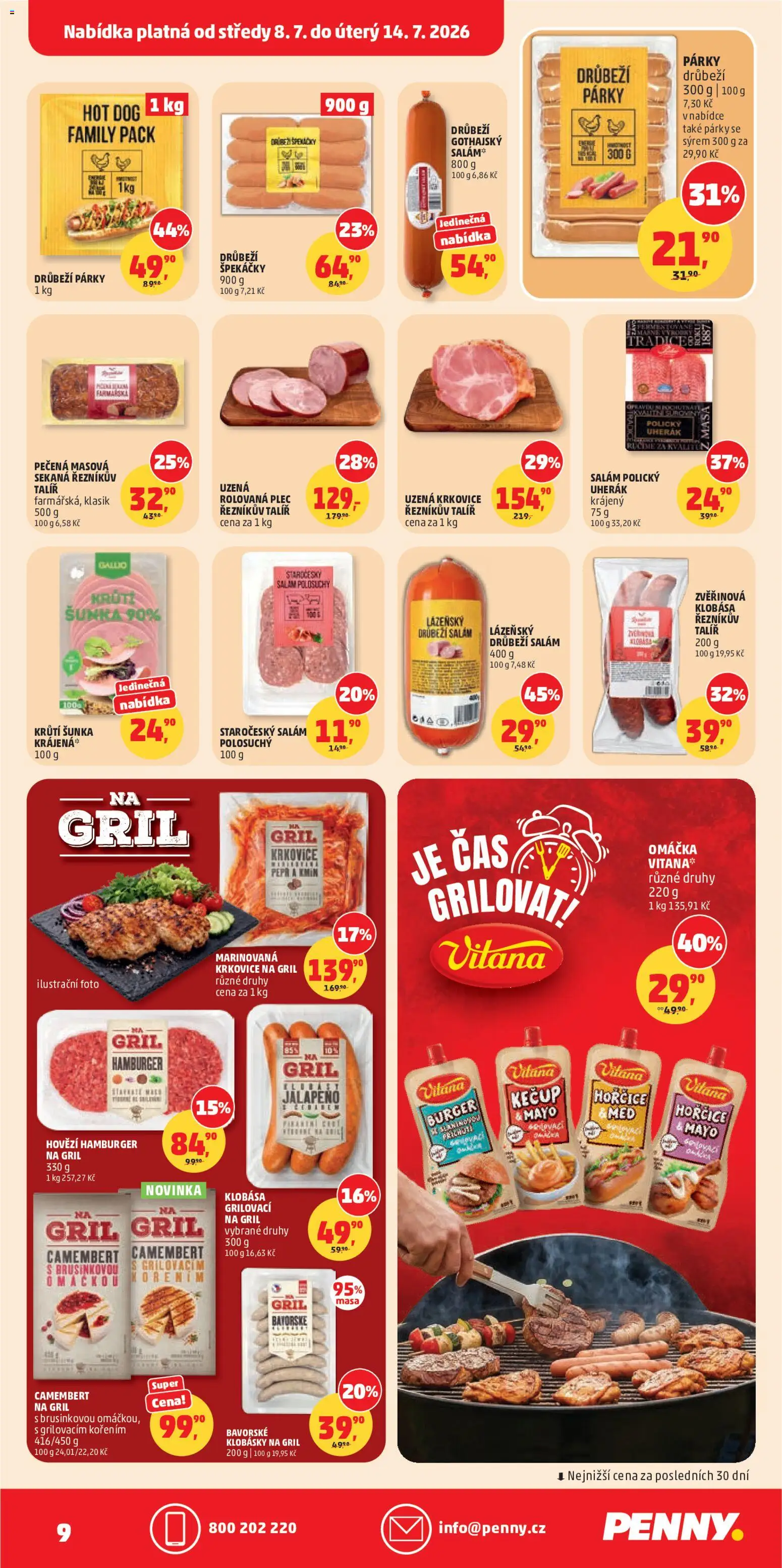 Penny Market leták od 08.07.2026 | Strana: 9 | Produkty: Hamburger, Šunka, Krkovice, Uzená krkovice