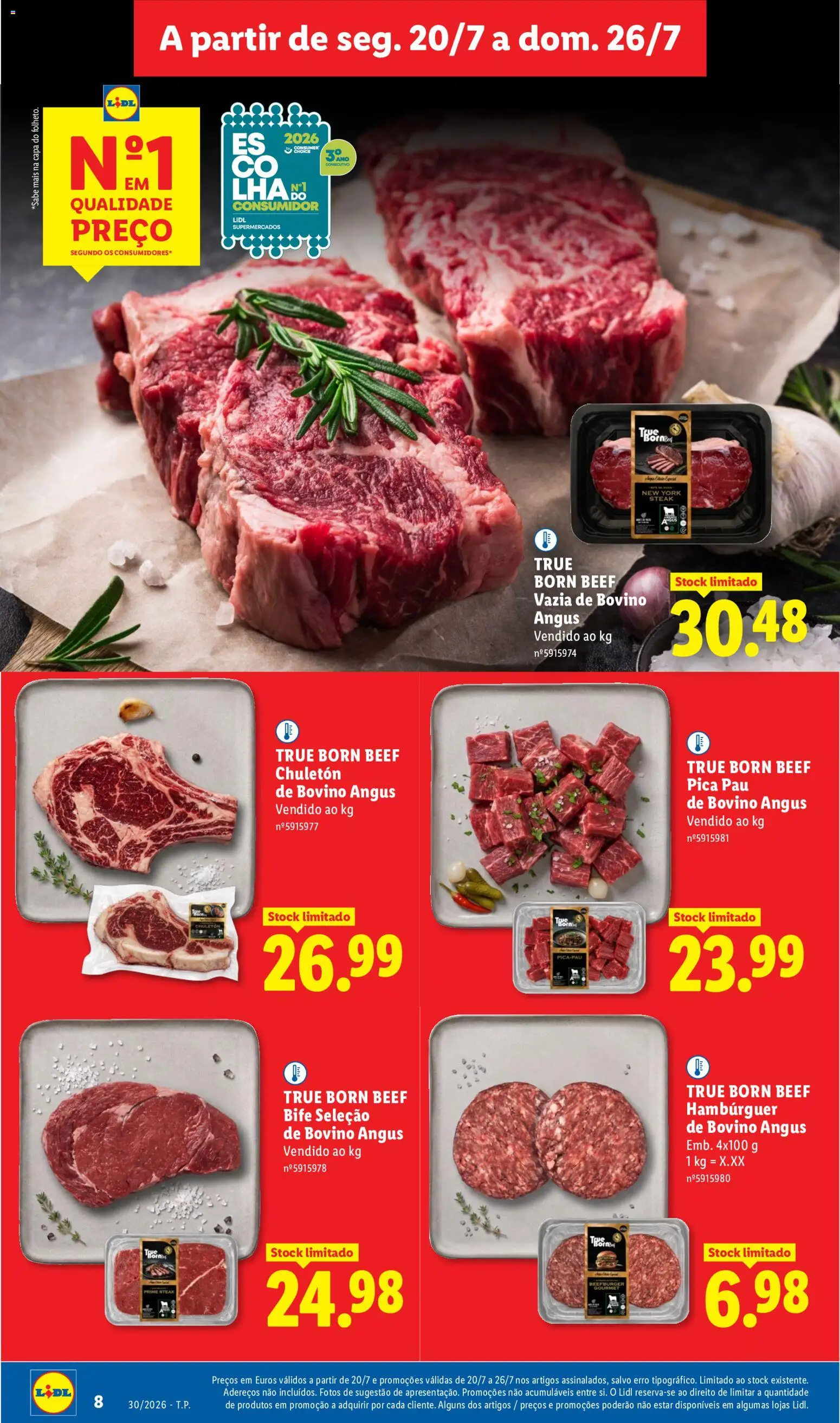Lidl folheto │ válido de 20/07/2026 | Página: 8 | Produtos: Hambúrguer, Bife