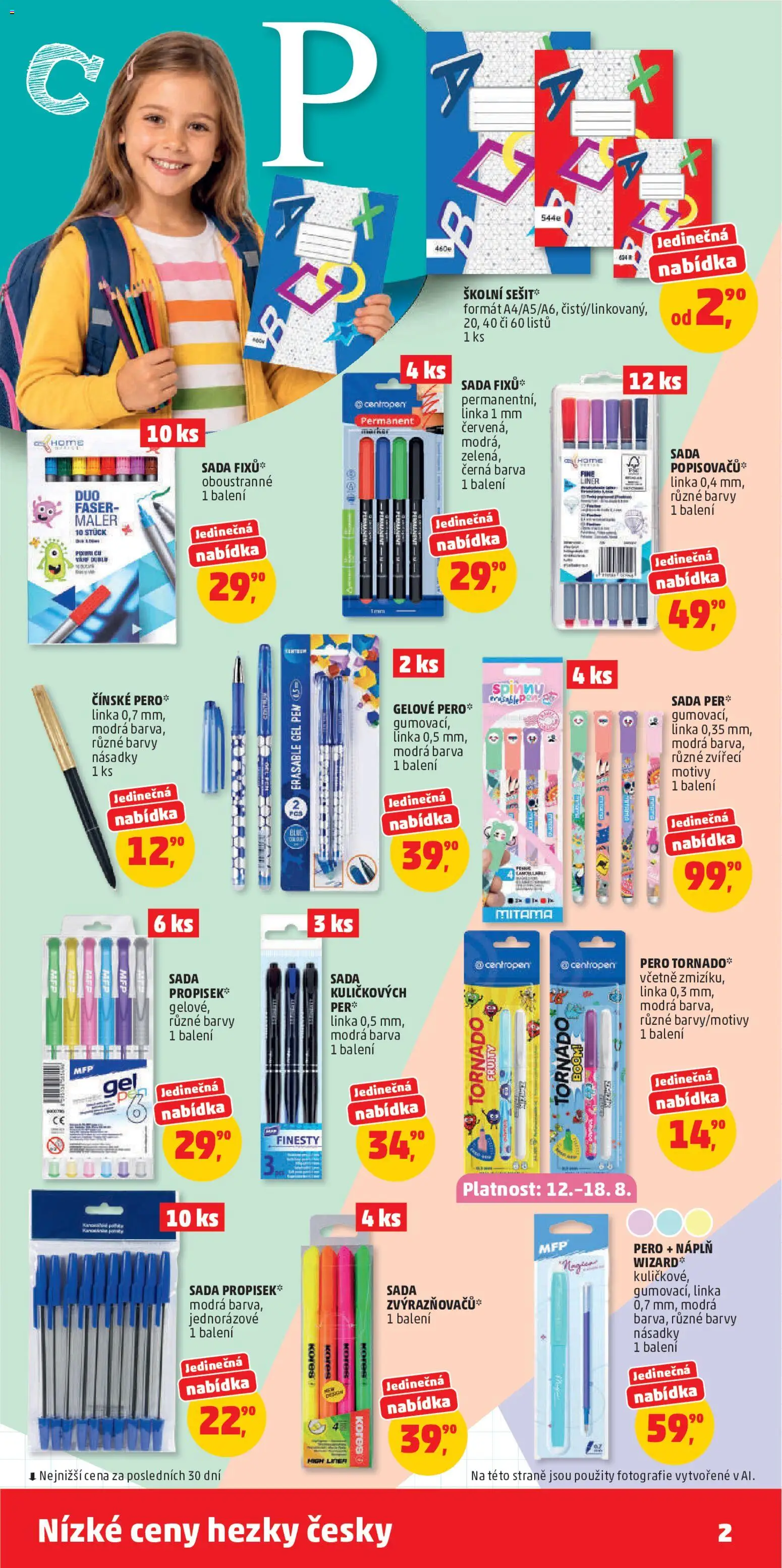 Penny Market katalog od 12.08.2026 | Strana: 2 | Produkty: Pero, Notebook, Sešit, Barvy