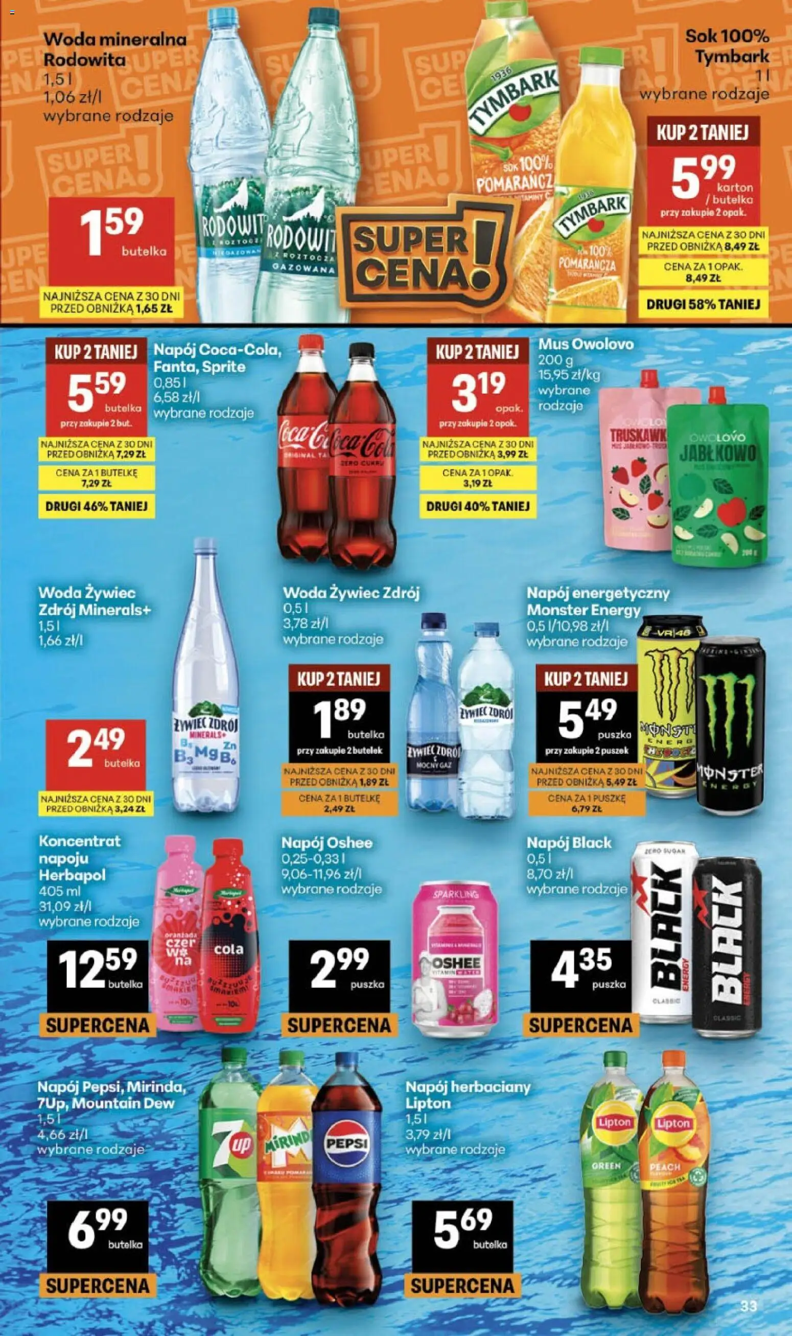 Delikatesy Centrum gazetka - Sklepy Własne od 03.09.2026 | Strona: 33 | Produkty: Woda Żywiec Zdrój, Tymbark, Pepsi, Sok