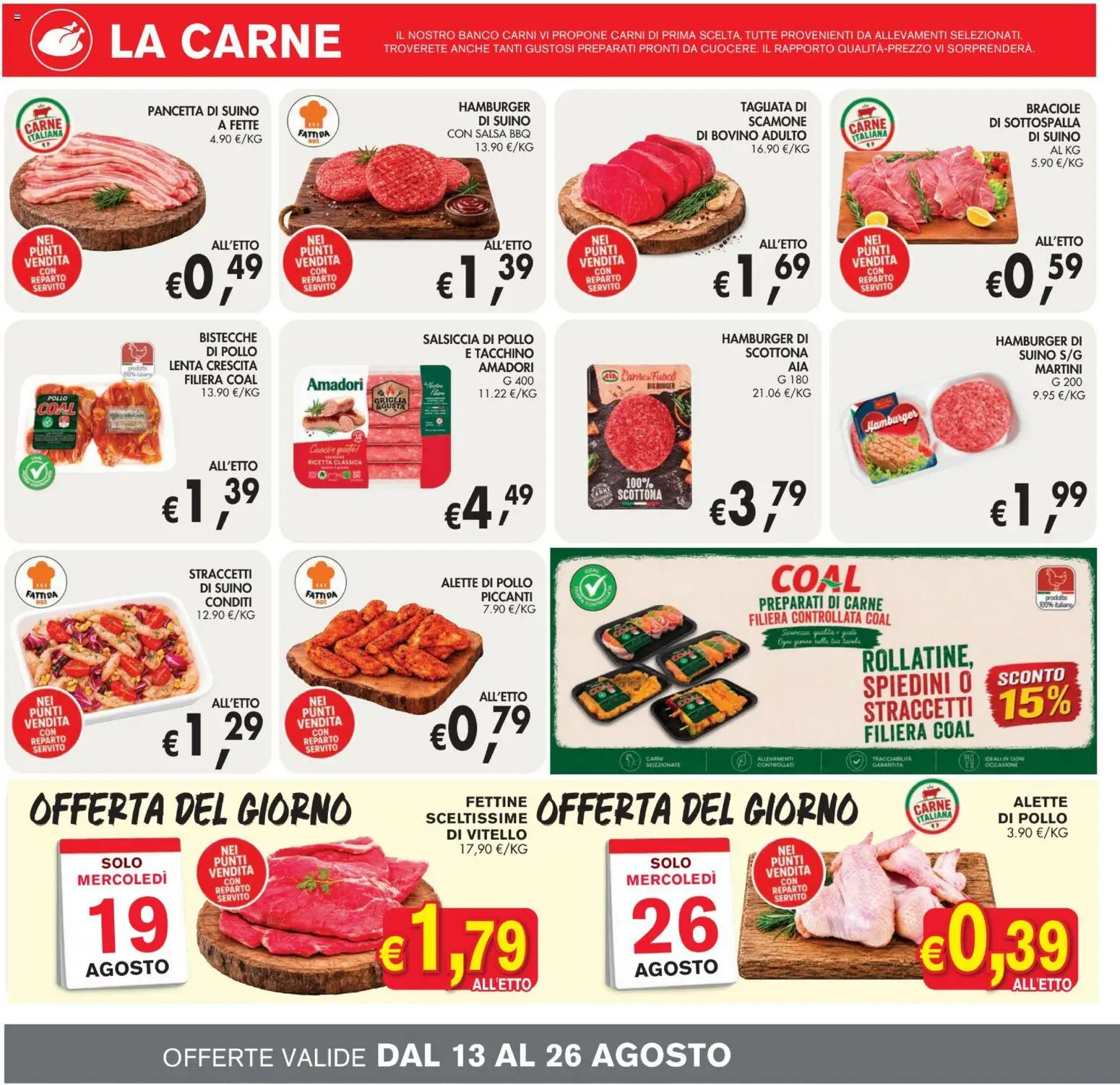 Volantino Coal del 13/08/2026 | Pagina: 4 | Prodotti: Bovino, Suino, Salsiccia, Carne