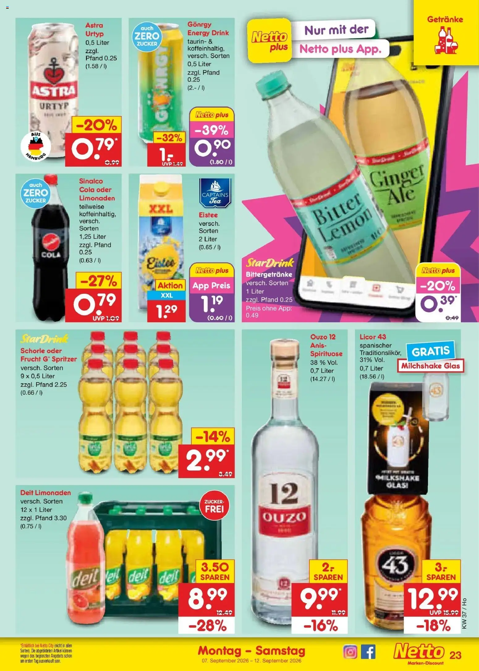 Netto Marken-Discount Prospekt Hannover – gültig ab 07.09.2026 | Seite: 31 | Produkte: Sinalco, Energy, Astra, Zucker
