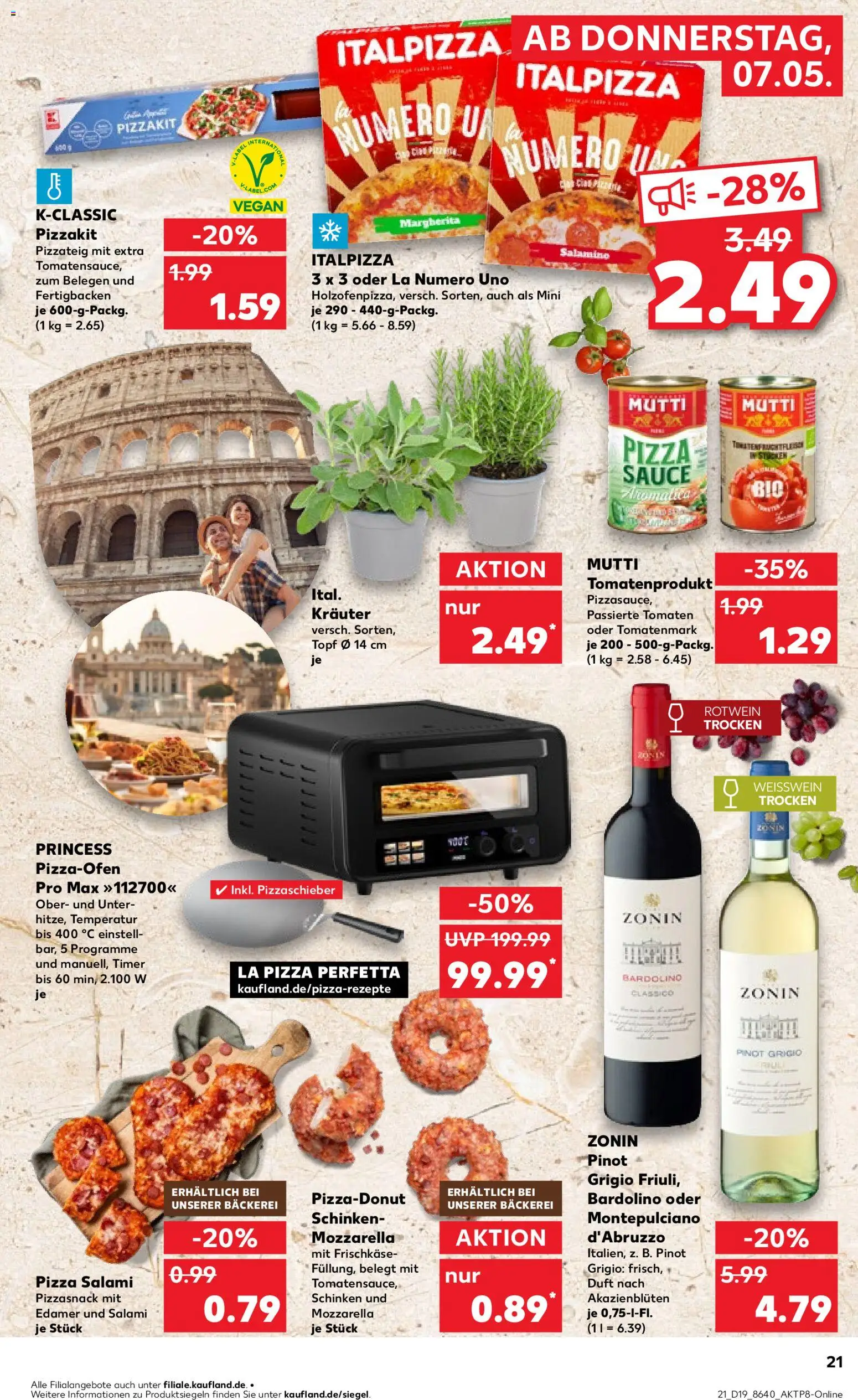 Kaufland Prospekt Bremen	 – gültig ab 07.05.2026 | Seite: 21 | Produkte: Rotwein, Mozzarella, Rotwein trocken, Tomaten