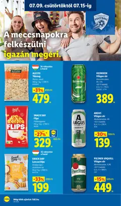 ARGUS Világos sör, Alkoholtartalom: 4%, +50 Ft betétdíj, 0,5 l; 1 l = 278 Ft - amely érvényes a következő dátumtól: 2026.07.09. | Oldal: 24