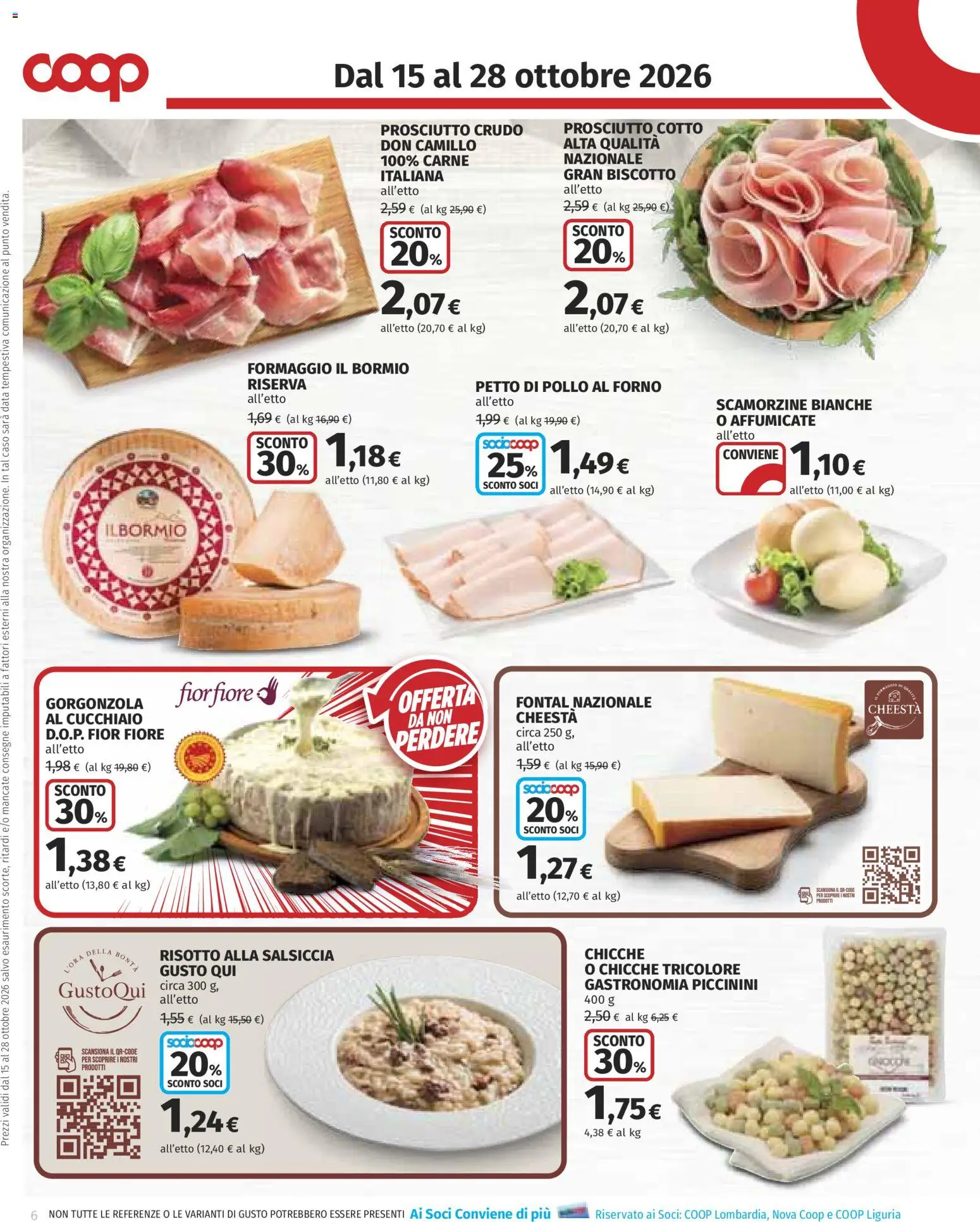 Volantino COOP del 15/10/2026 | Pagina: 6 | Prodotti: Prosciutto, Salsiccia, Data, Carne