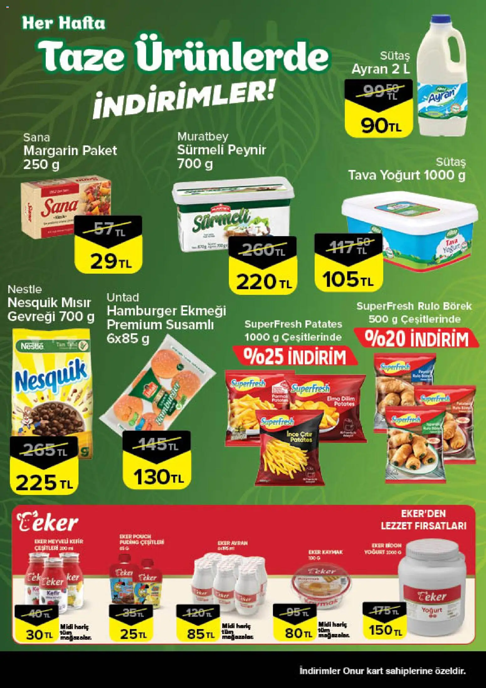 Onur Market - Taze Ürünlerde İndirimler Bursa - 01 Ekim 2026 tarihinden itibaren geçerlidir | Sayfa: 3 | Ürünler: Kefir, Yoğurt, Elma, Mısır
