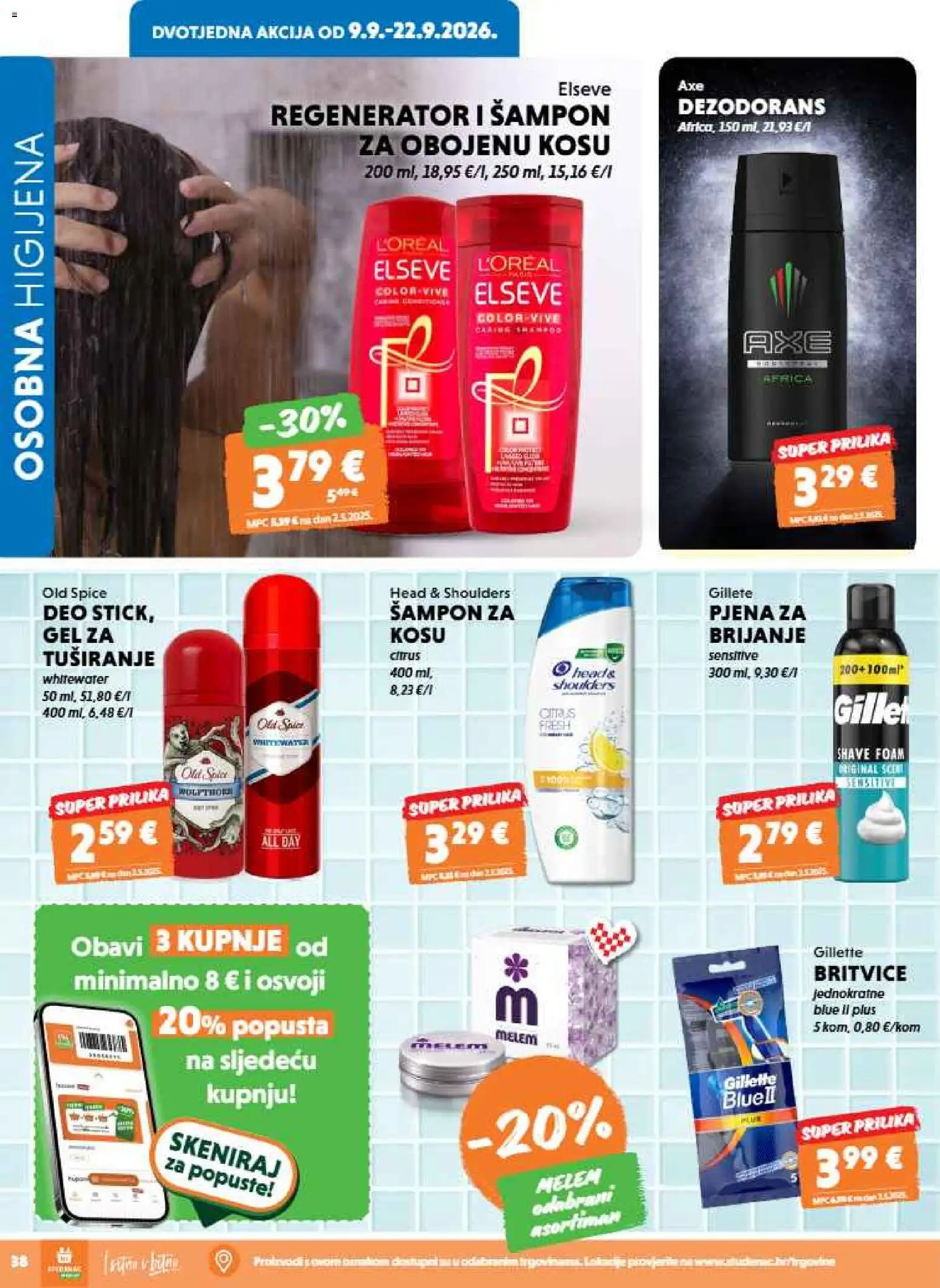 Studenac katalog | vrijedi od 09.09.2026 | Stranica: 38 | Proizvodi: Šampon, Dezodorans, Melem, Old Spice