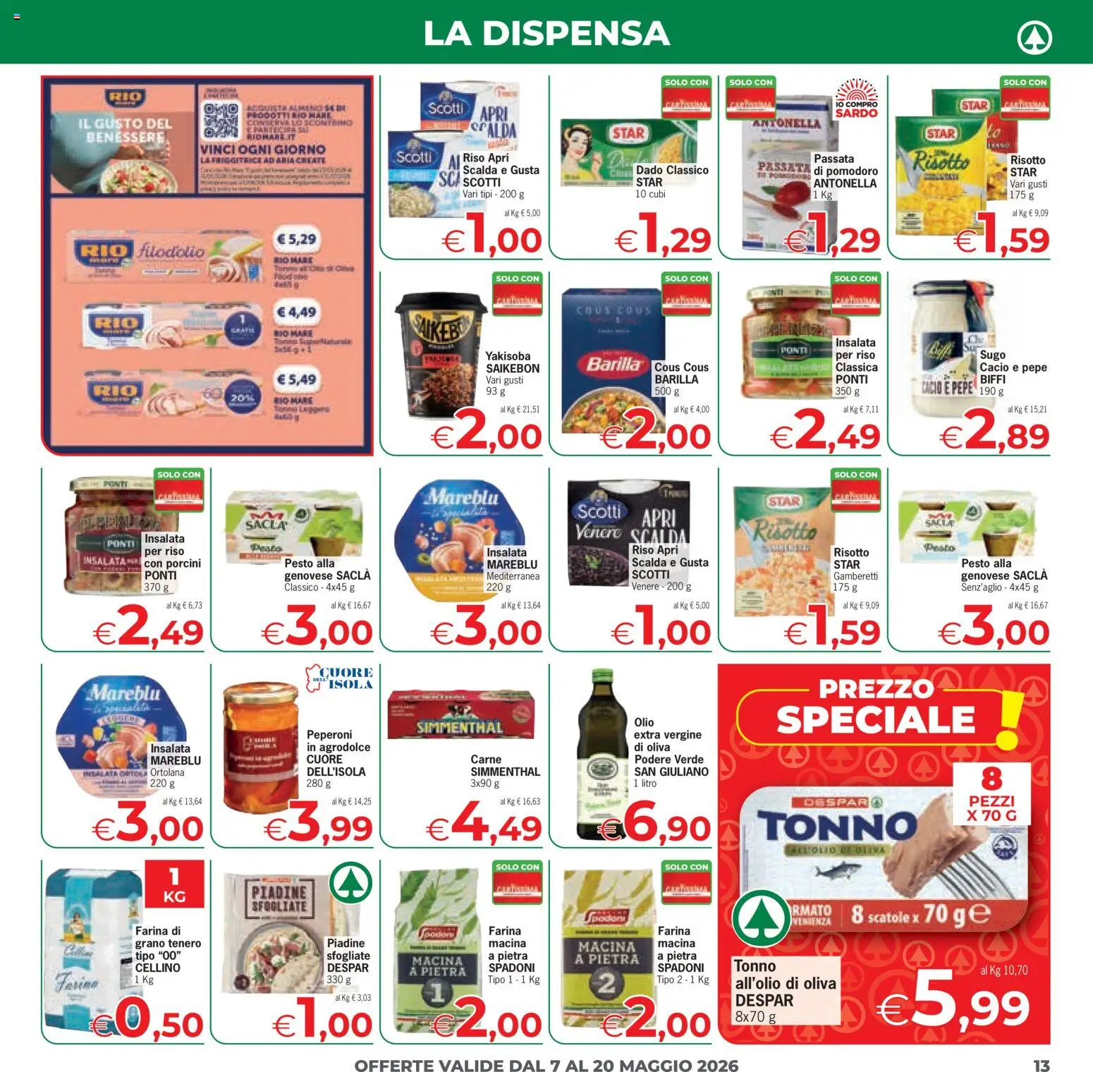 Volantino Eurospar del 07.05.2026 | Pagina: 13 | Prodotti: Riso, Peperoni, Pomodoro, Macina