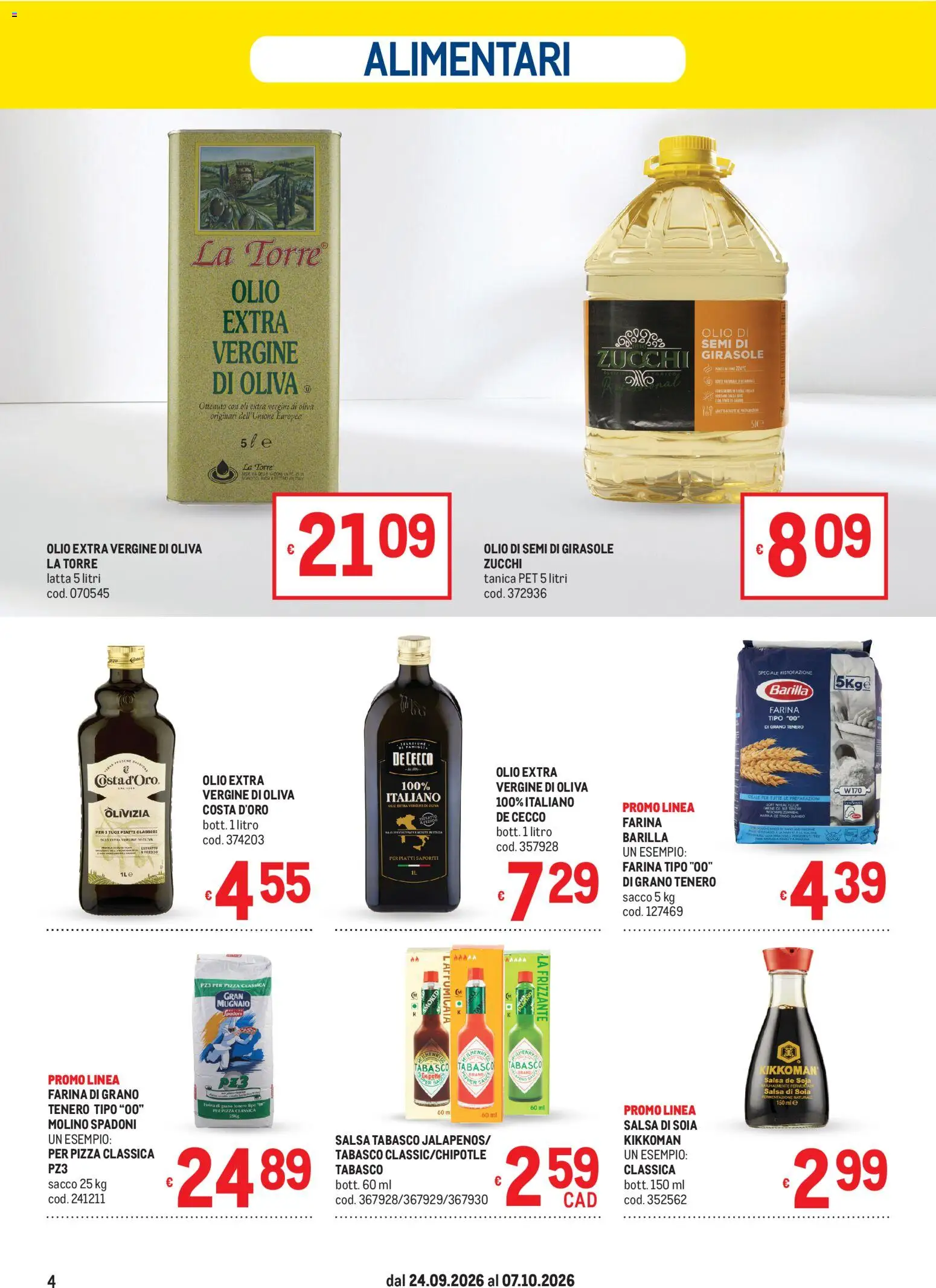 Volantino Metro del 24/09/2026 | Pagina: 4 | Prodotti: Tè, Olio, Tanica, Salsa di soia