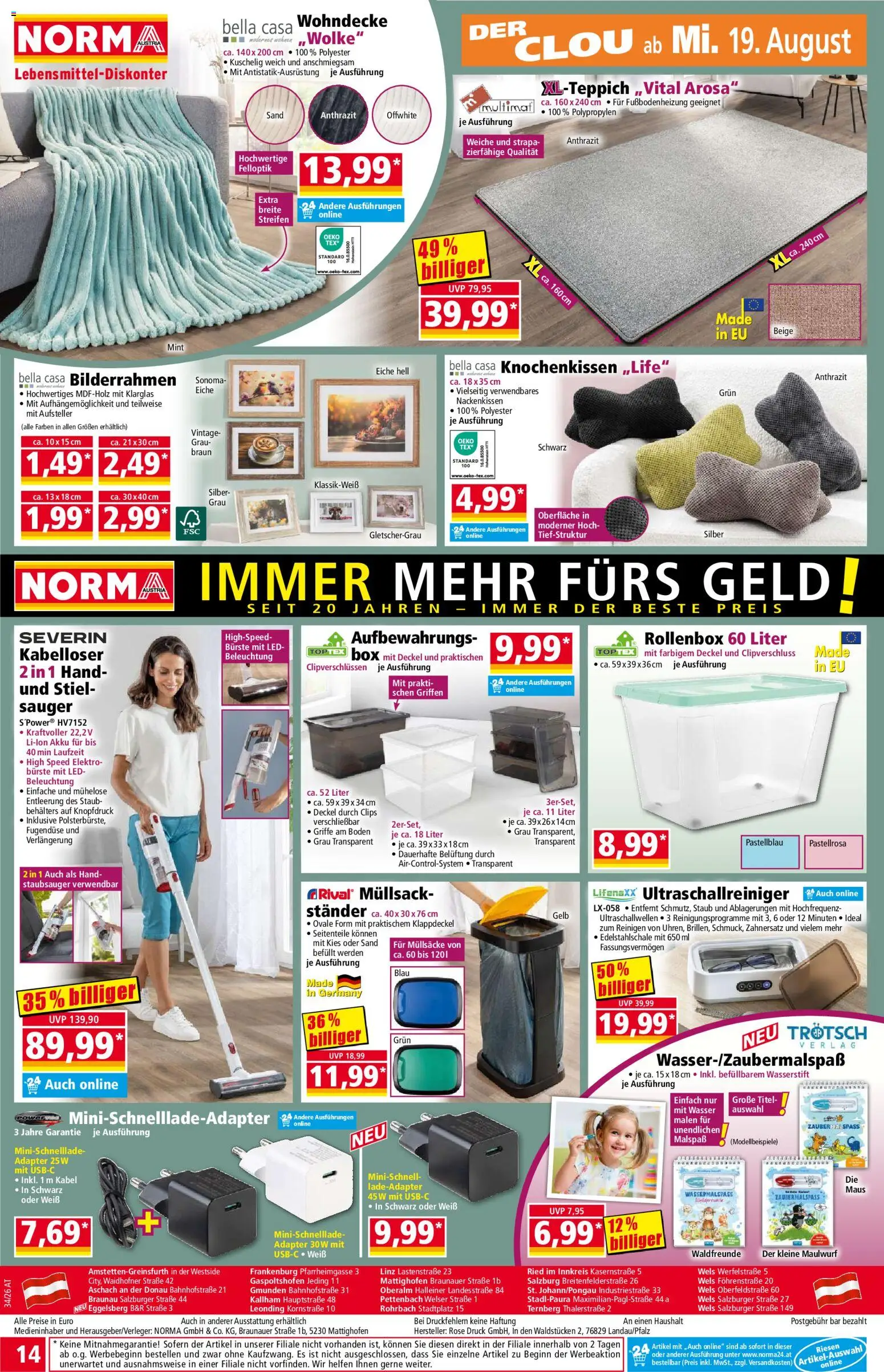Norma Flugblatt gültig ab 17.08.2026 | Seite: 14 | Produkte: Adapter, Staubsauger, Müllsäcke, Box