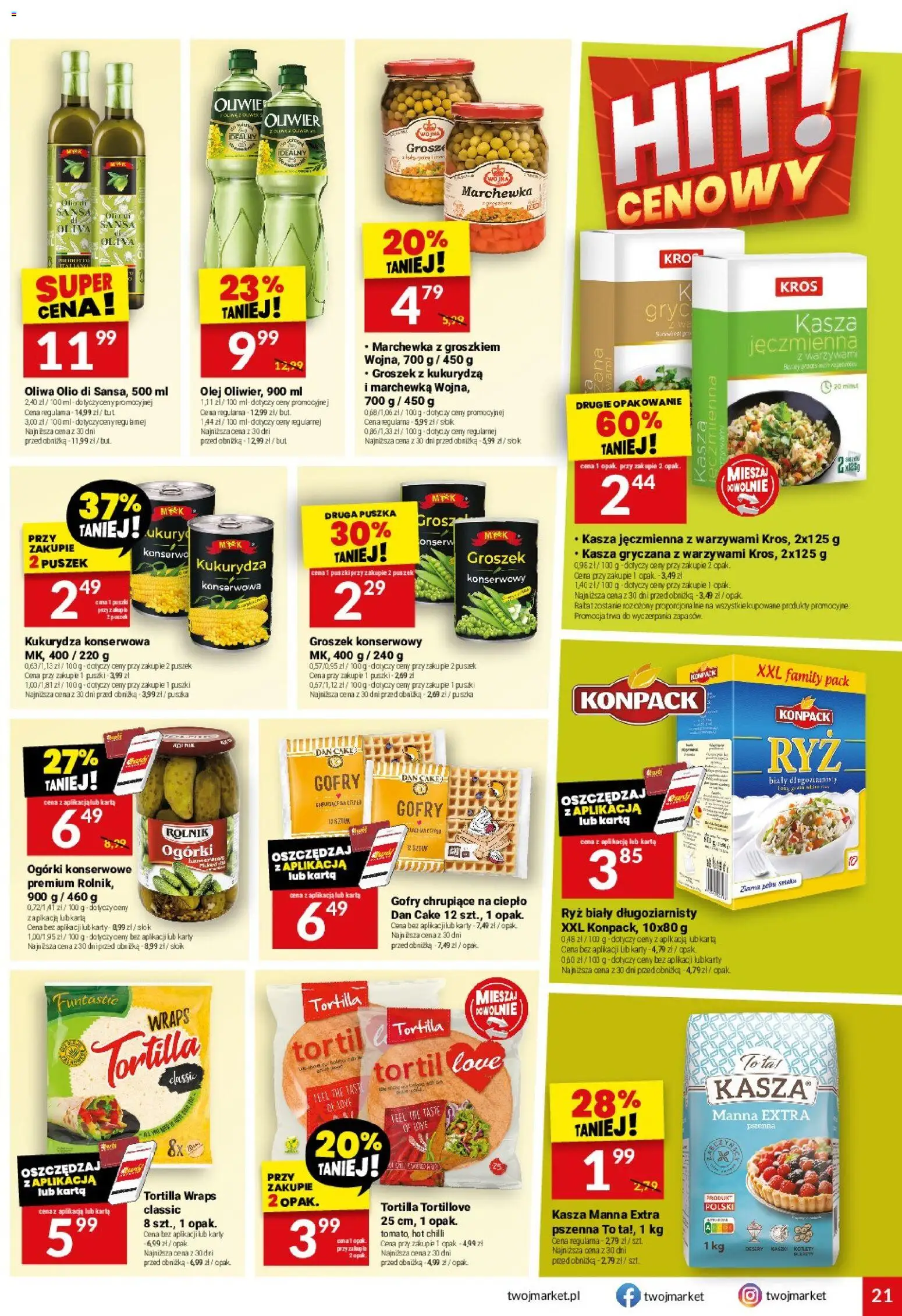 Twój Market gazetka od 23.09.2026 | Strona: 21 | Produkty: Ryż biały, Kukurydza, Groszek konserwowy, Ryż