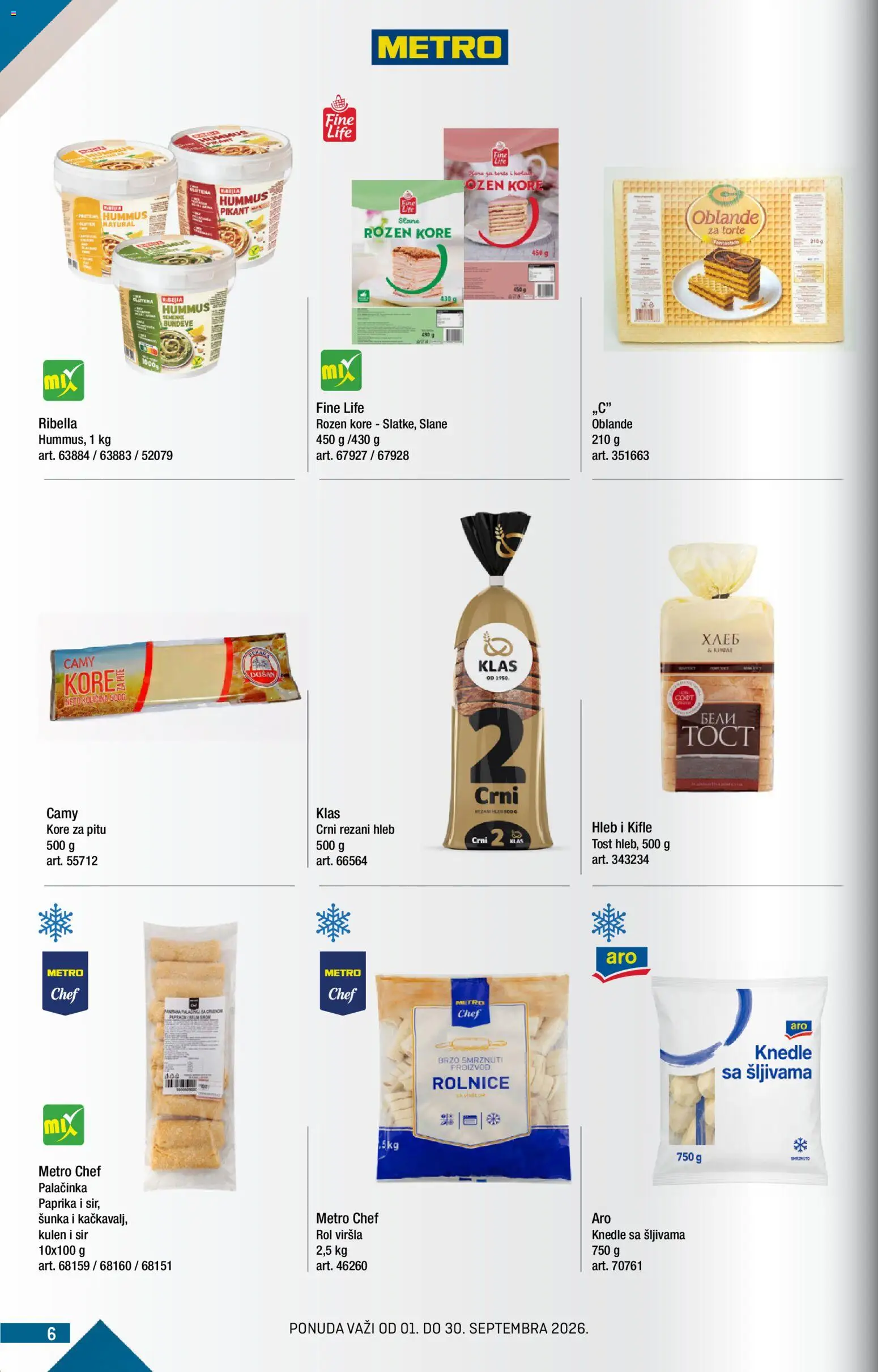 Metro katalog - važi od 01.09.2026 | Strana: 6 | Proizvode: Paprika, Sir, Hleb, Knedle