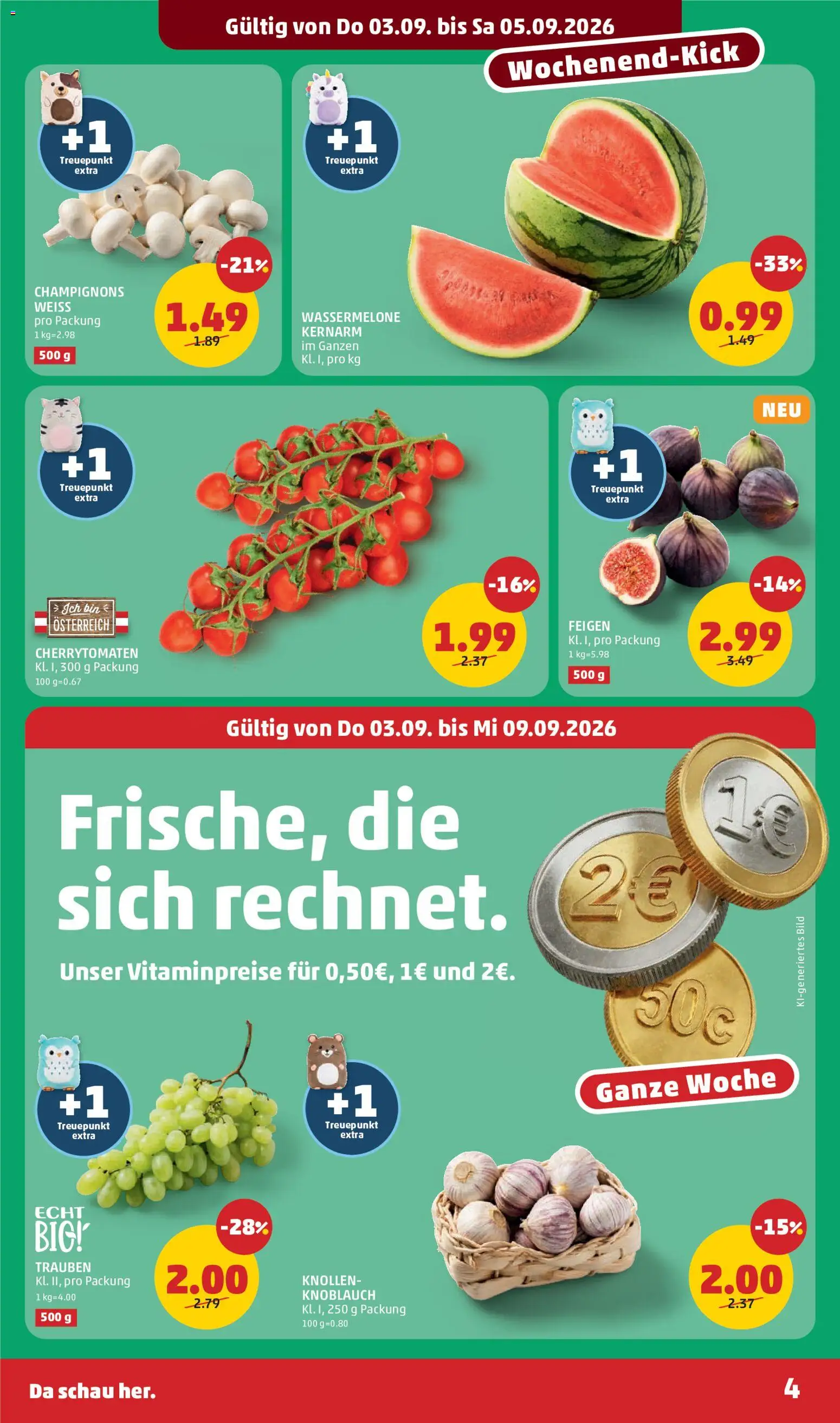 Penny Markt Flugblatt gültig ab 03.09.2026 | Seite: 4 | Produkte: Knoblauch, Wassermelone, Feigen