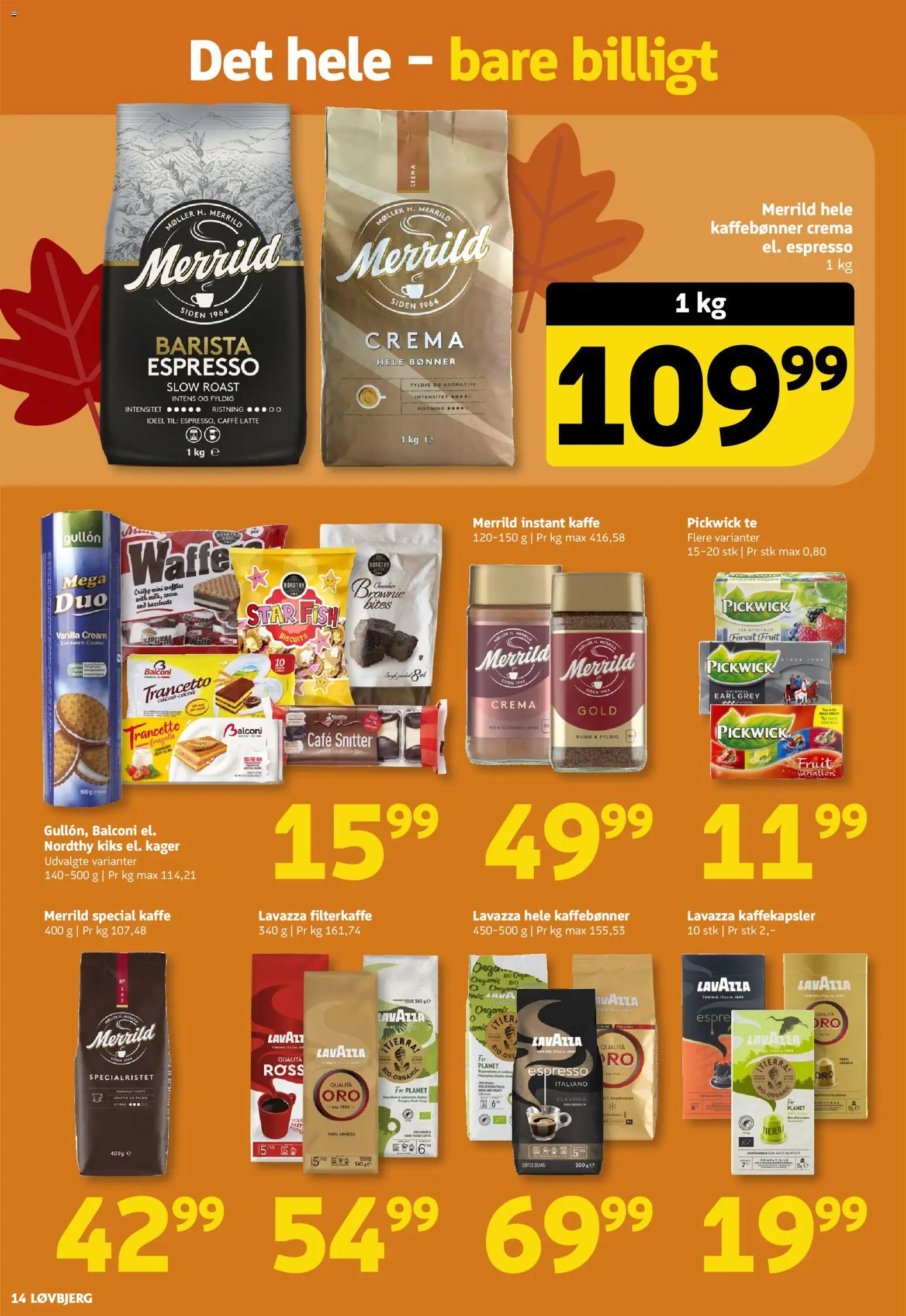 Løvbjerg tilbudsavis – gyldig fra 18/09/2026 | Side: 14 | Produkter: Kiks, Kaffe, Bønner, Instant Kaffe