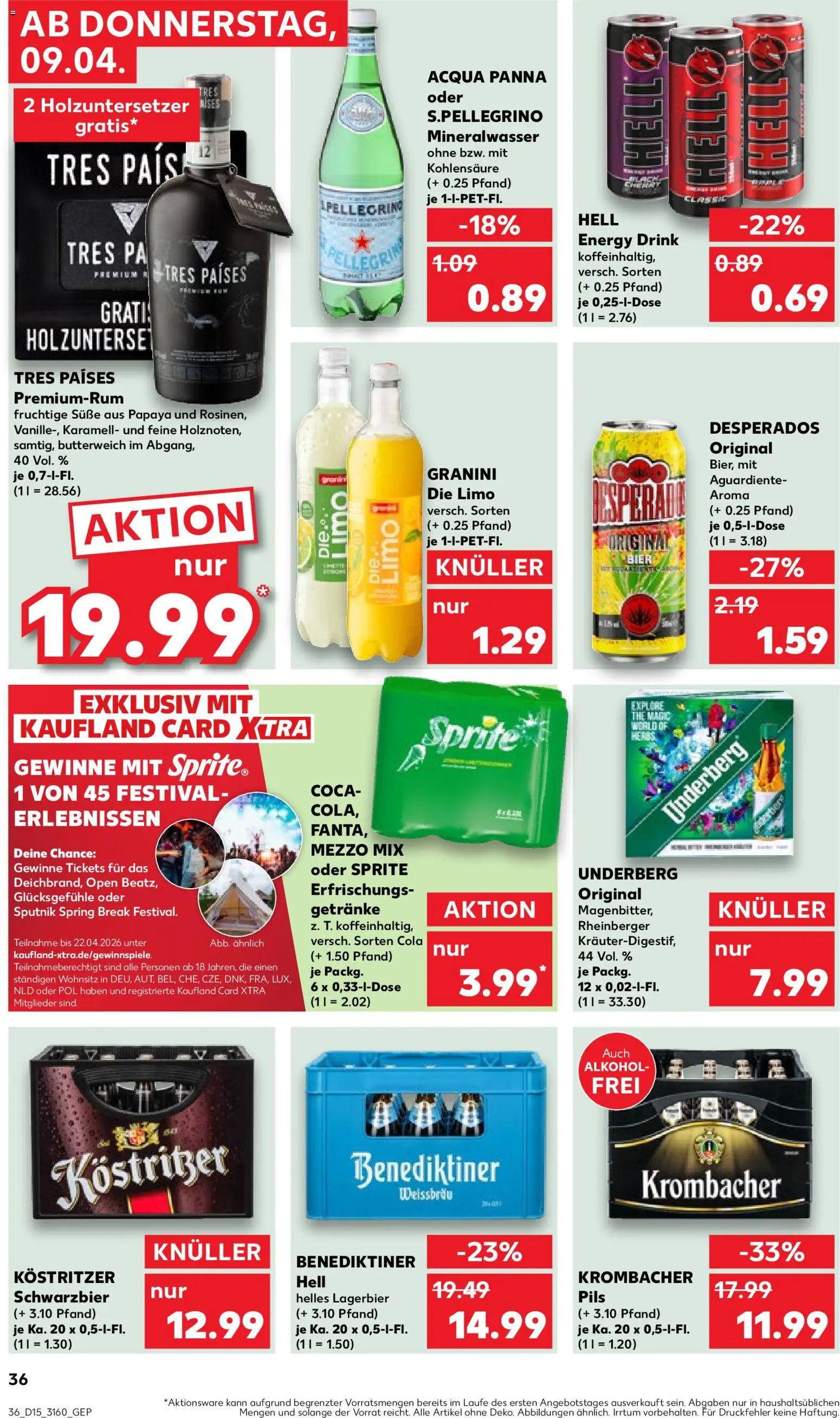 Kaufland Prospekt – gültig ab 09.04.2026 | Seite: 36 | Produkte: Bier, Rum, Granini, Granini die limo
