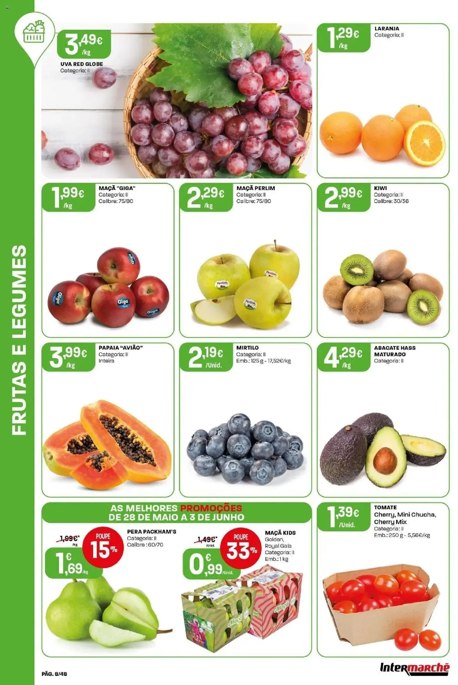 Intermarché - Isto é que são preços BAIXOS! │ válido de 28.05.2026 | Página: 8 | Produtos: Maça, Abacate, Tomate, Kiwi
