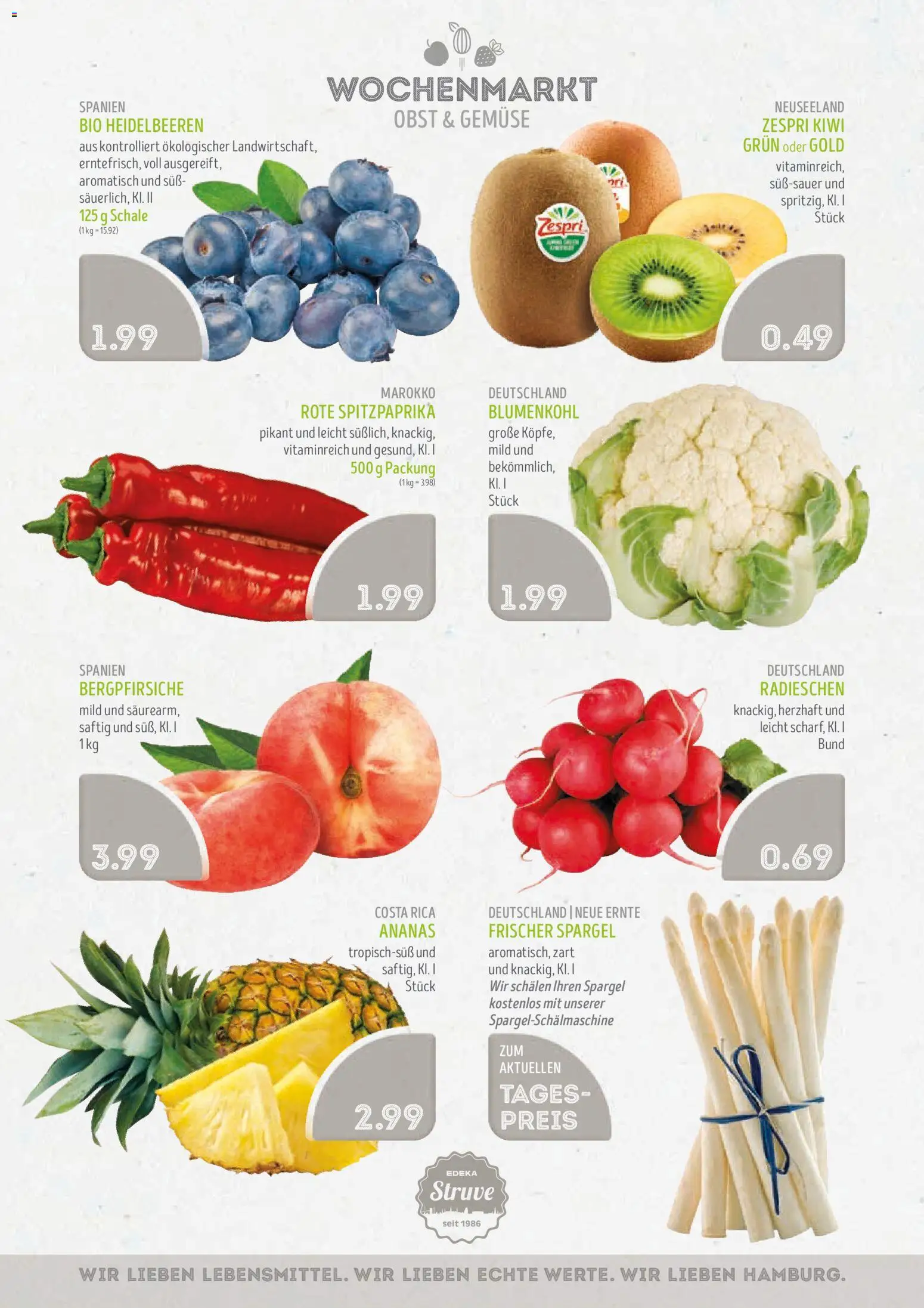 Edeka Struve Prospekt – gültig ab 08.06.2026 | Seite: 4 | Produkte: Spargel, Heidelbeeren, Blumenkohl, Kiwi