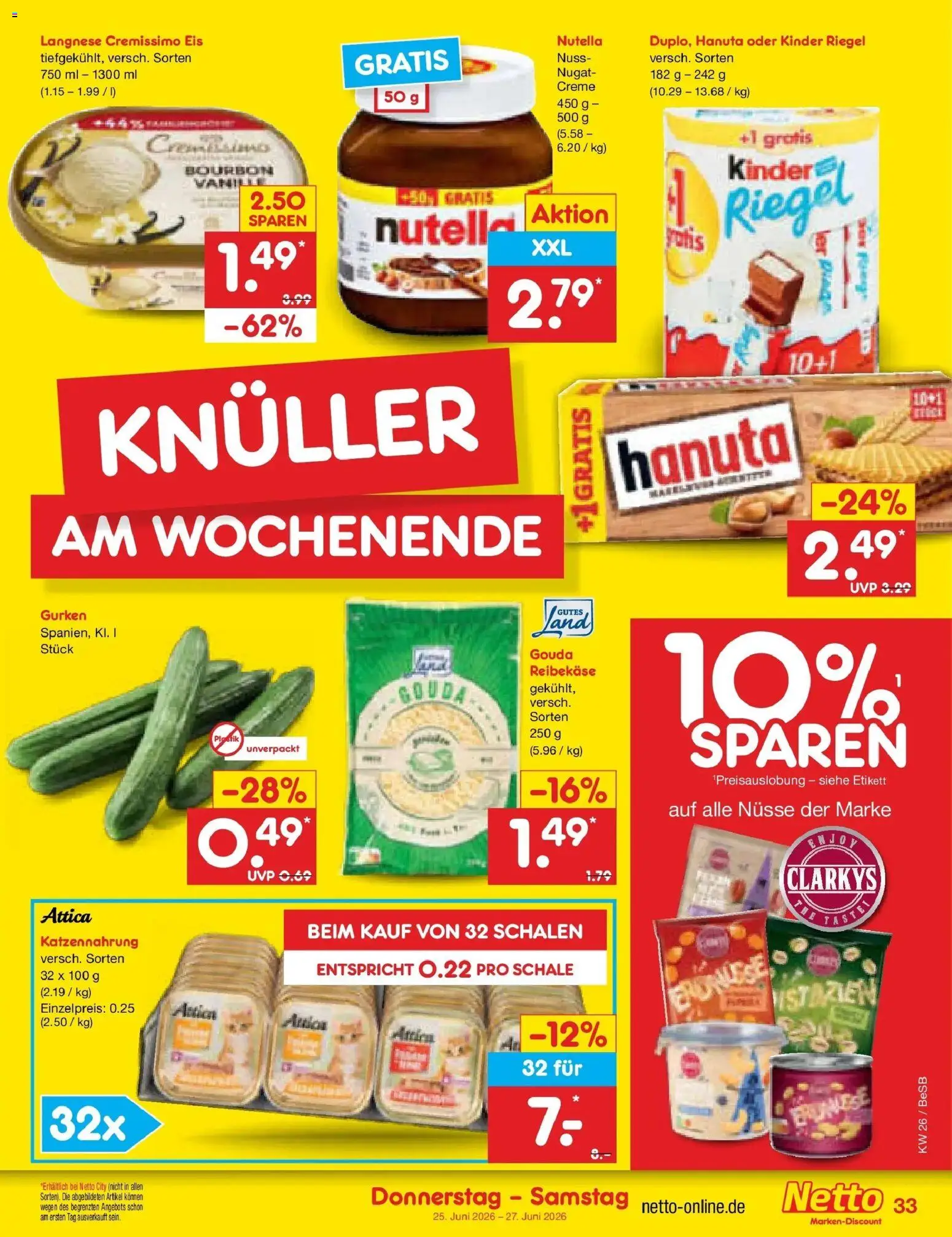Netto Marken-Discount Prospekt Kremmen – gültig ab 21.06.2026 | Seite: 45 | Produkte: Langnese, Langnese cremissimo, Nüsse, Gurken