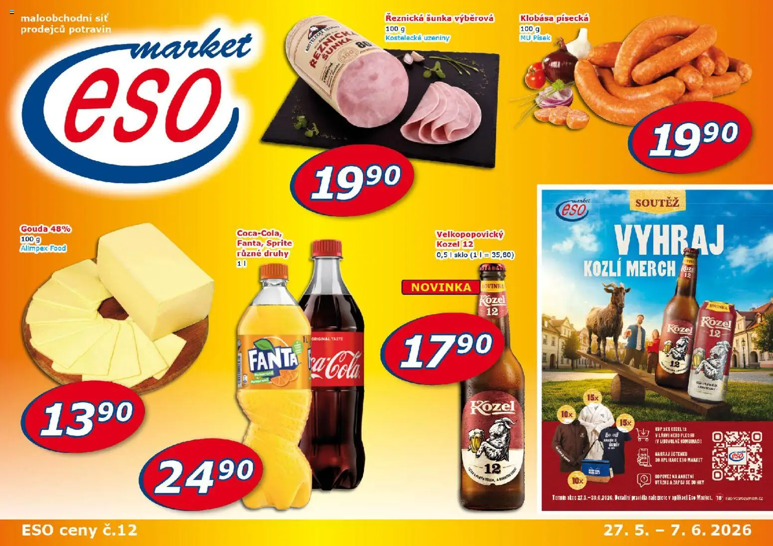Eso market leták od 27.05.2026 | Strana: 1 | Produkty: Gouda, Síť, Kozel, Sprite