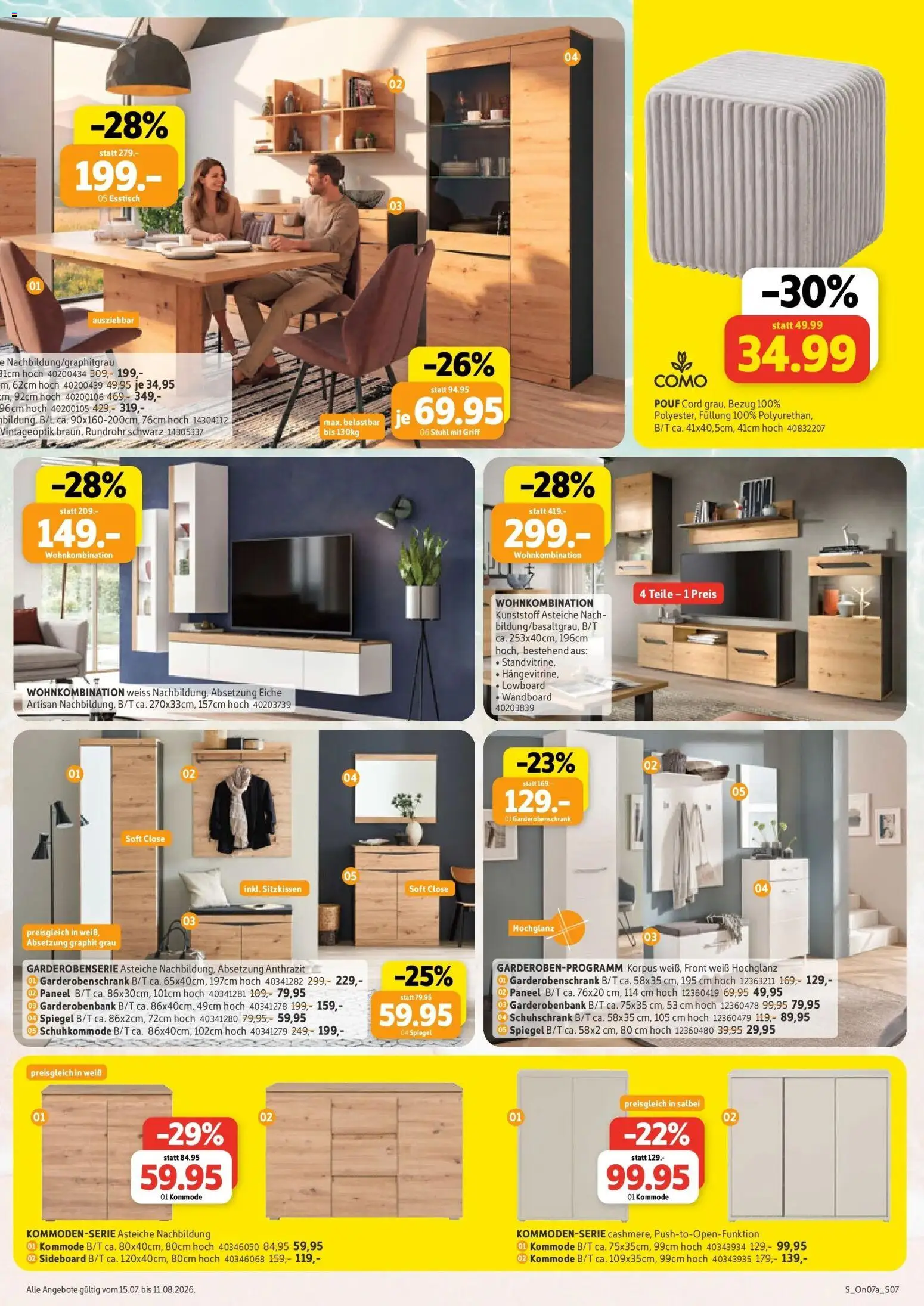 Sconto Prospekt Großpösna – gültig ab 15.07.2026 | Seite: 7 | Produkte: Lowboard, Wandboard, Esstisch, Pouf
