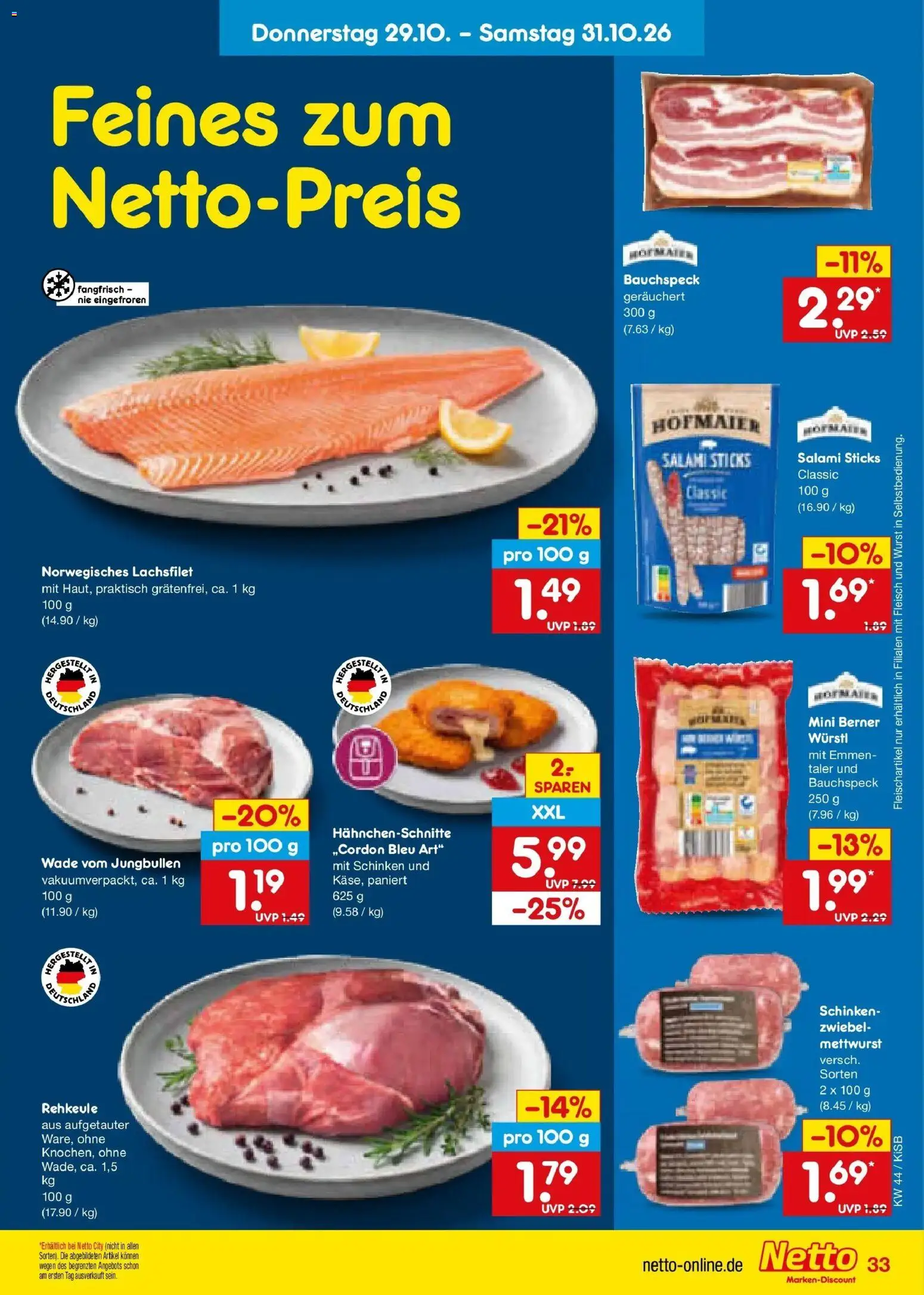 Netto Marken-Discount Prospekt Nürnberg – gültig ab 26.10.2026 | Seite: 43 | Produkte: Würstl, Salami, Schinken, Fleisch